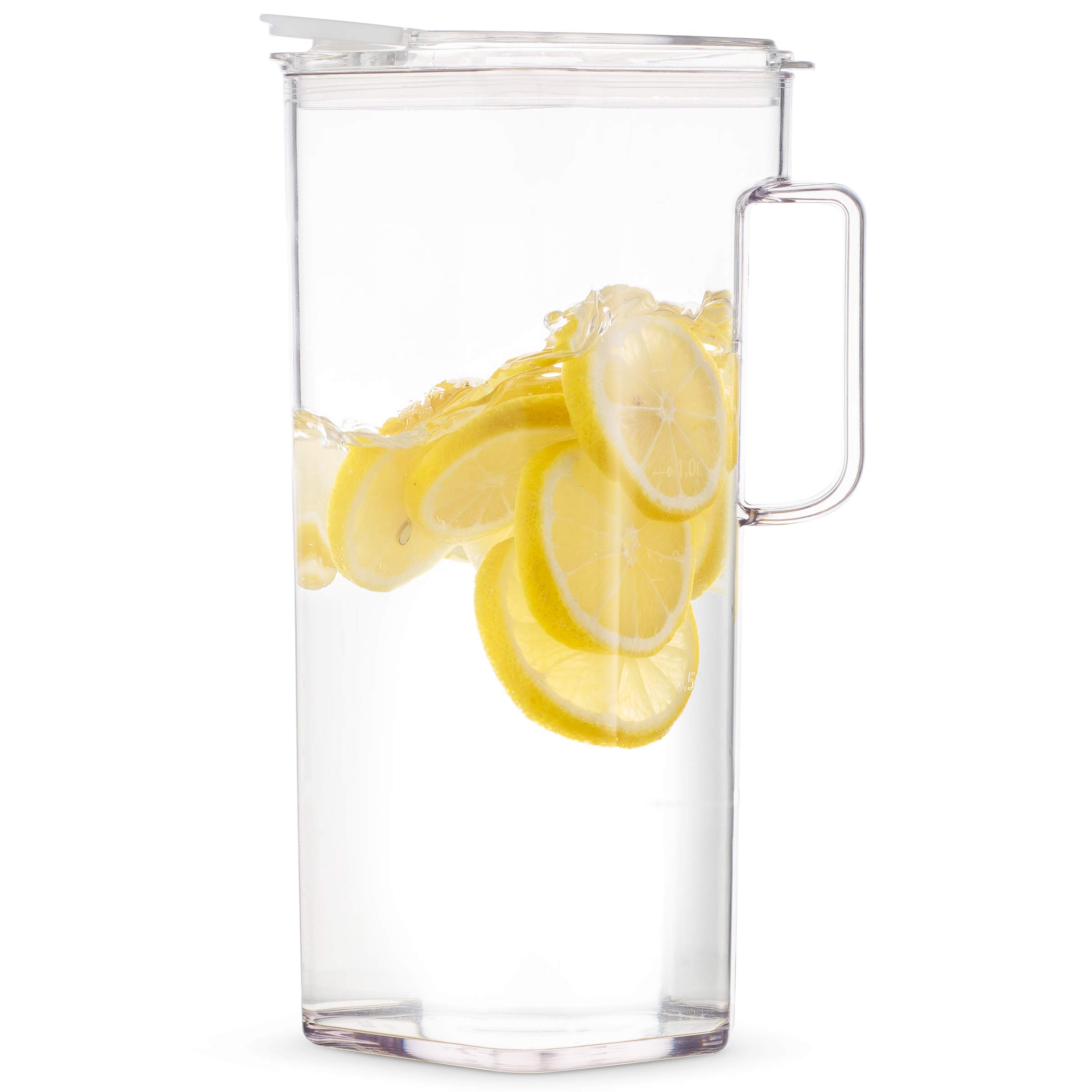 Komax Tritan Plastic Water Pitcher with Lid – BPA-Free, 2.4 Qt Square Pitcher for Water, Iced Tea, Juice & Sangria – Microwave & Dishwasher Safe – Fridge Storage Container – Perfect for Parties, BBQs & Daily Hydration