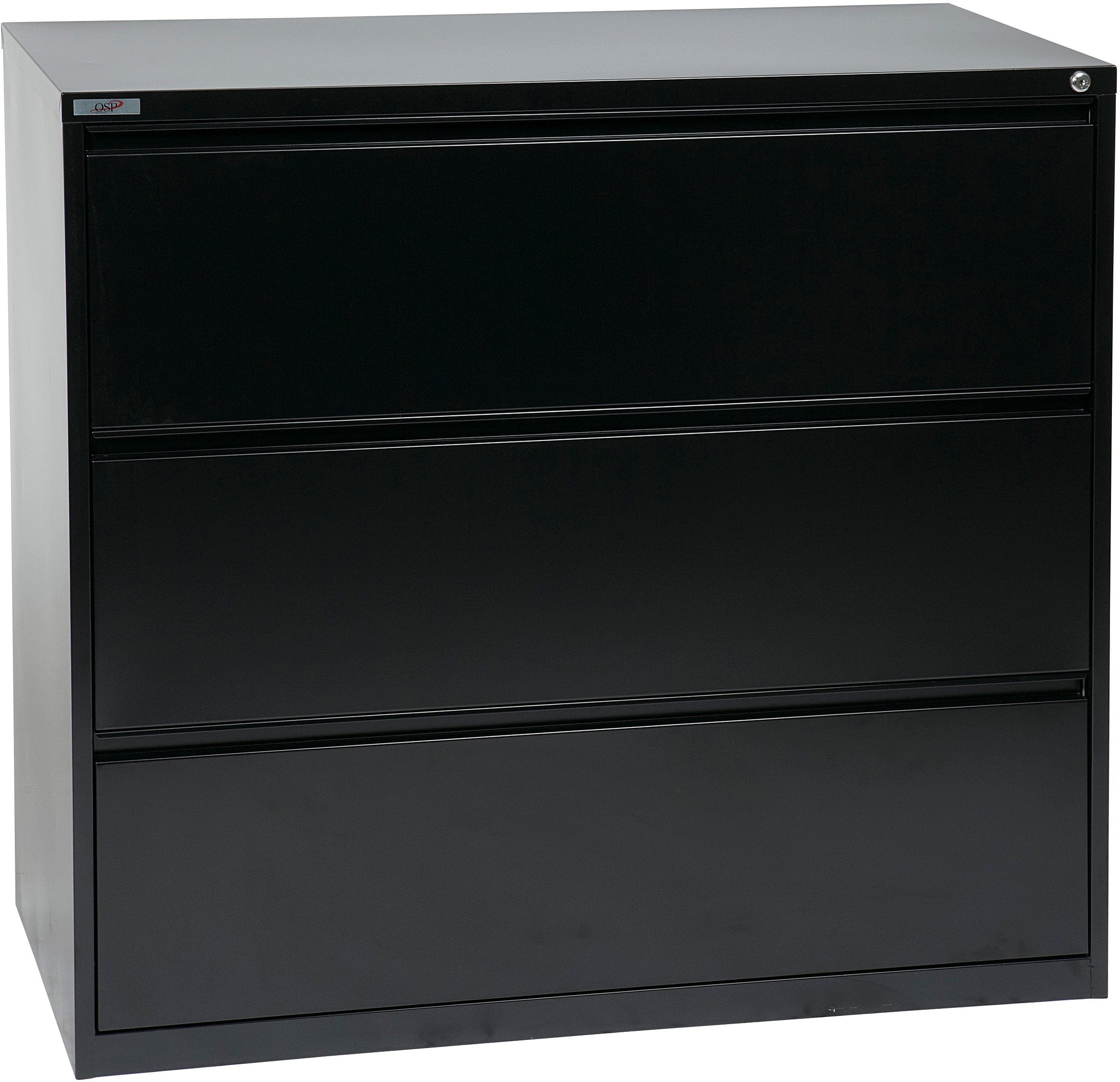 Office Star 3 Drawer Lateral File Cabinet with Removable Core Lock & Adjustable Glides - Secure Storage for Home Office or Business Documents [LF3]