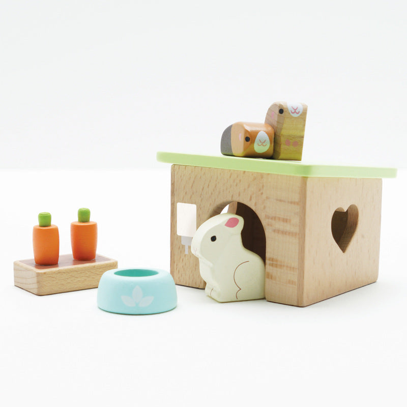 Daisylane Bunny & Guinea Pig Wooden Playset - Natural Wooden Pet Toy Set for Small Animals - Perfect for Hamsters, Rabbits & Guinea Pig Cages - Fun Interactive Playtime for Kids & Pets