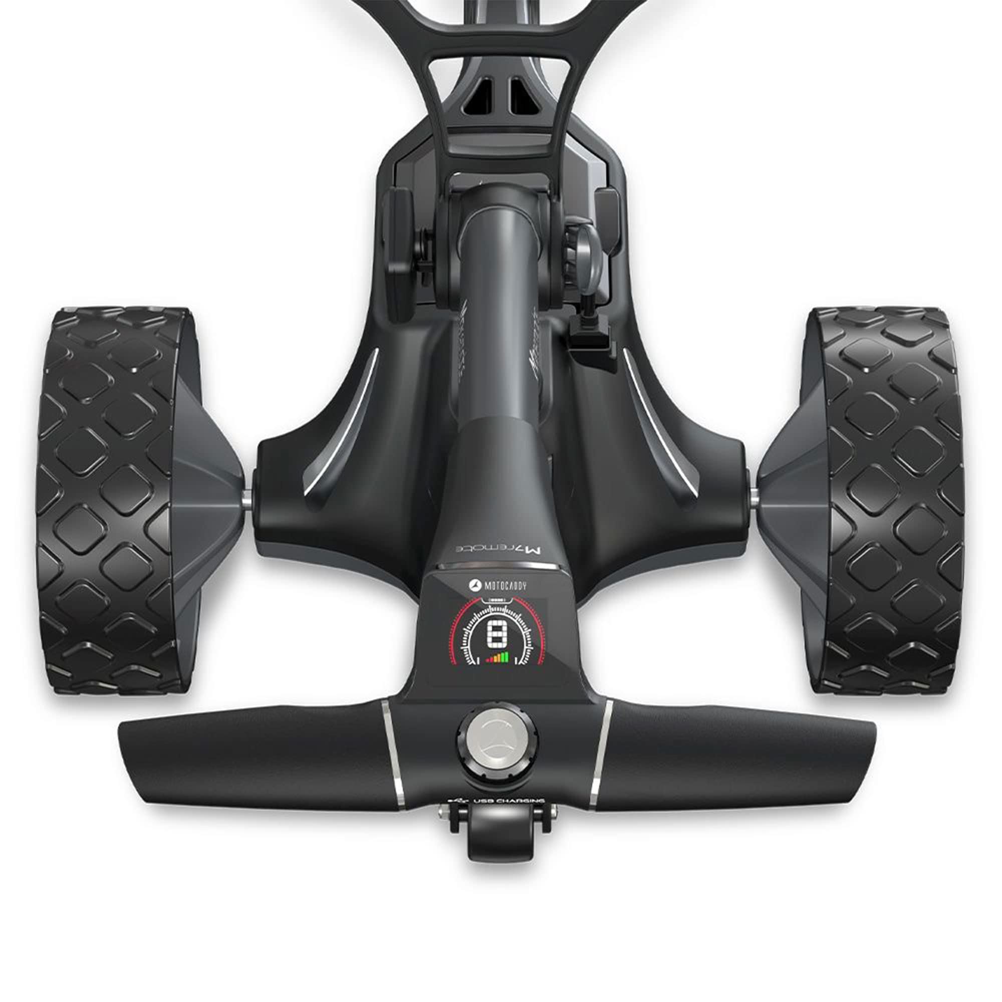 Motocaddy M7 Remote Electric Golf Caddy - All-Terrain Electric Golf Push Cart with Remote Control, Auto Downhill Brake & Long-Lasting Battery - Perfect for Hilly Courses & Senior Golfers (Black) - Includes Accessories