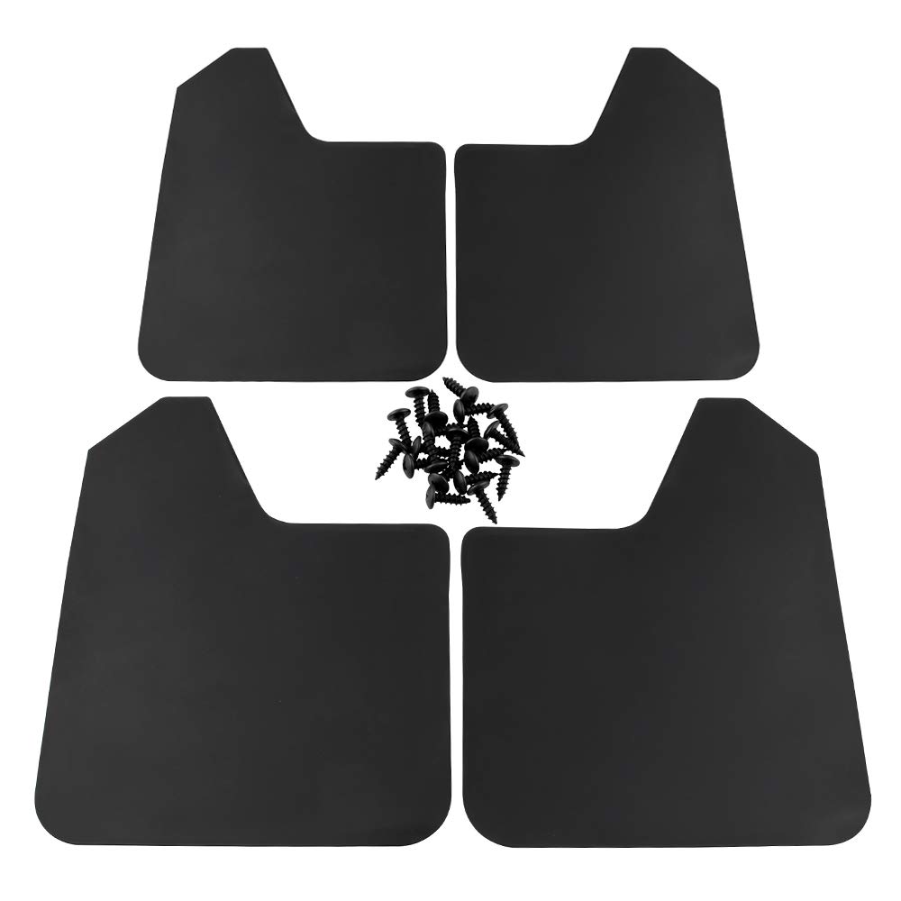 Universal Black Mud Flaps Set - Heavy Duty Splash Guards for Trucks, SUVs, Cars & Vans with Mounting Hardware | All-Weather Protection for Off-Road, Highway & Winter Driving