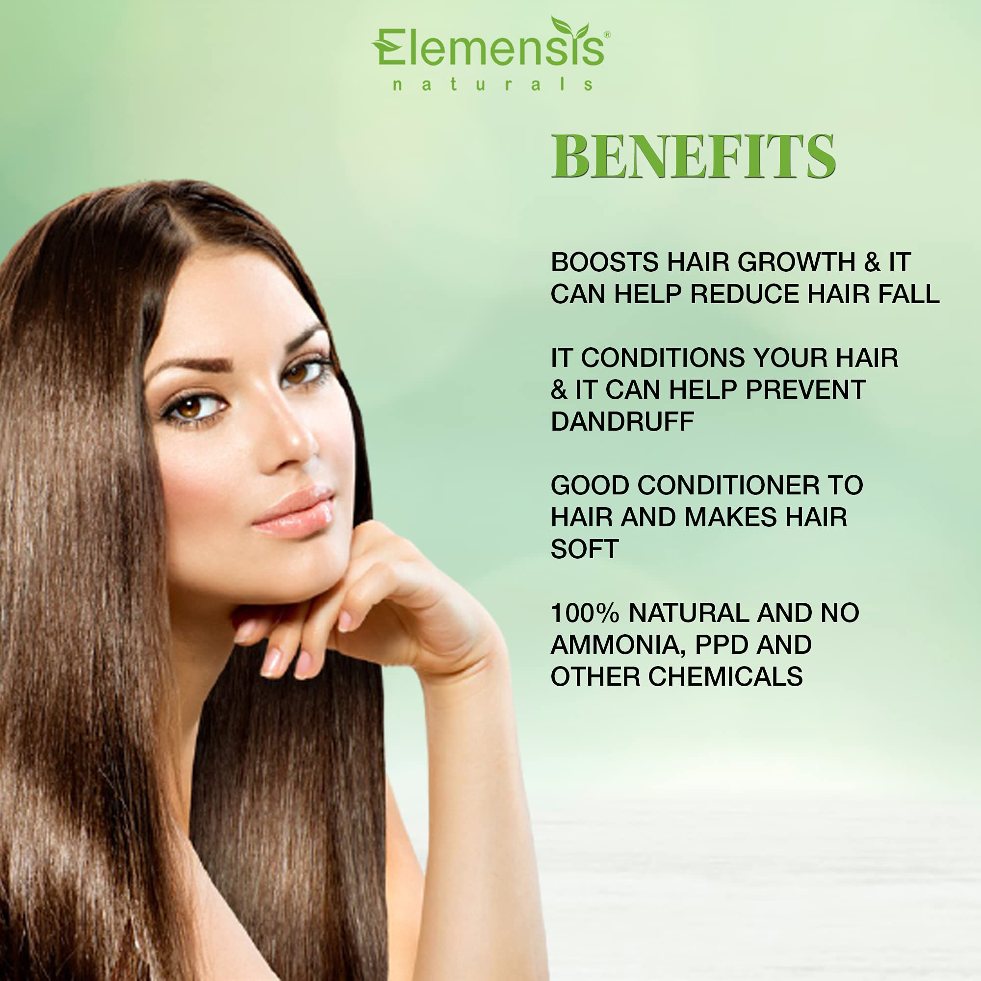 Elemensis Naturals Organic Pure Indigo Powder for Hair Coloring - Promotes Shiny, Strong Hair, Reduces Hair Fall & Dandruff (100g) | Natural Hair Dye for Gray Coverage & Healthy Hair Care at Home