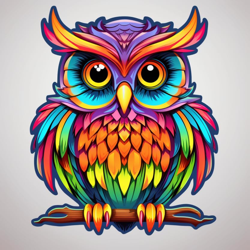 Colorful Cute Owl Vinyl Waterproof Stickers - 5 Inch Decals for Cars, Bikes, SUVs, Trucks, Helmets, Laptops, Water Bottles, Notebooks, Windows & Skateboards | Perfect for Personalizing Vehicles, Tech Gear & Outdoor Equipment (Design 3)