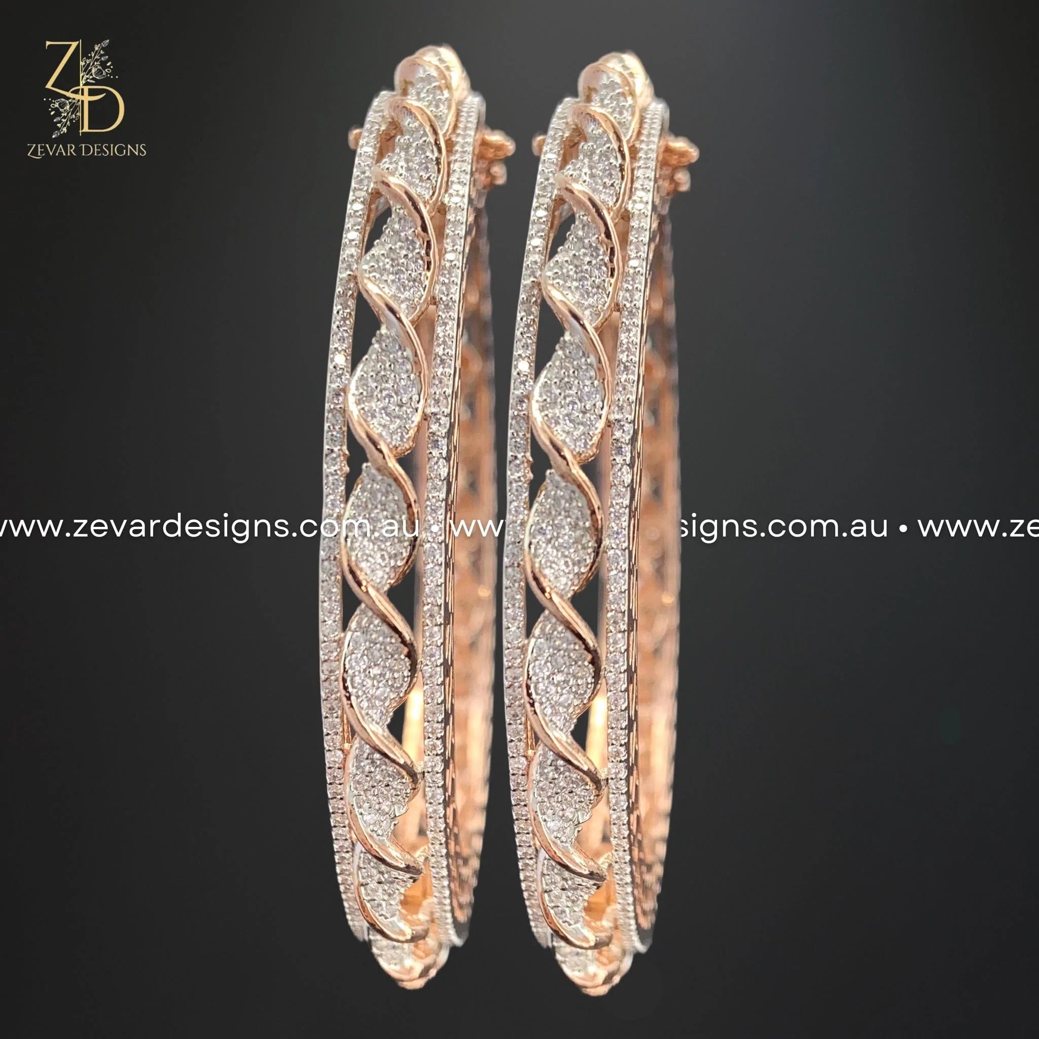 Rose Gold AD/Zircon Bangles for Women - Elegant Stackable Bracelets for Parties, Weddings & Everyday Wear