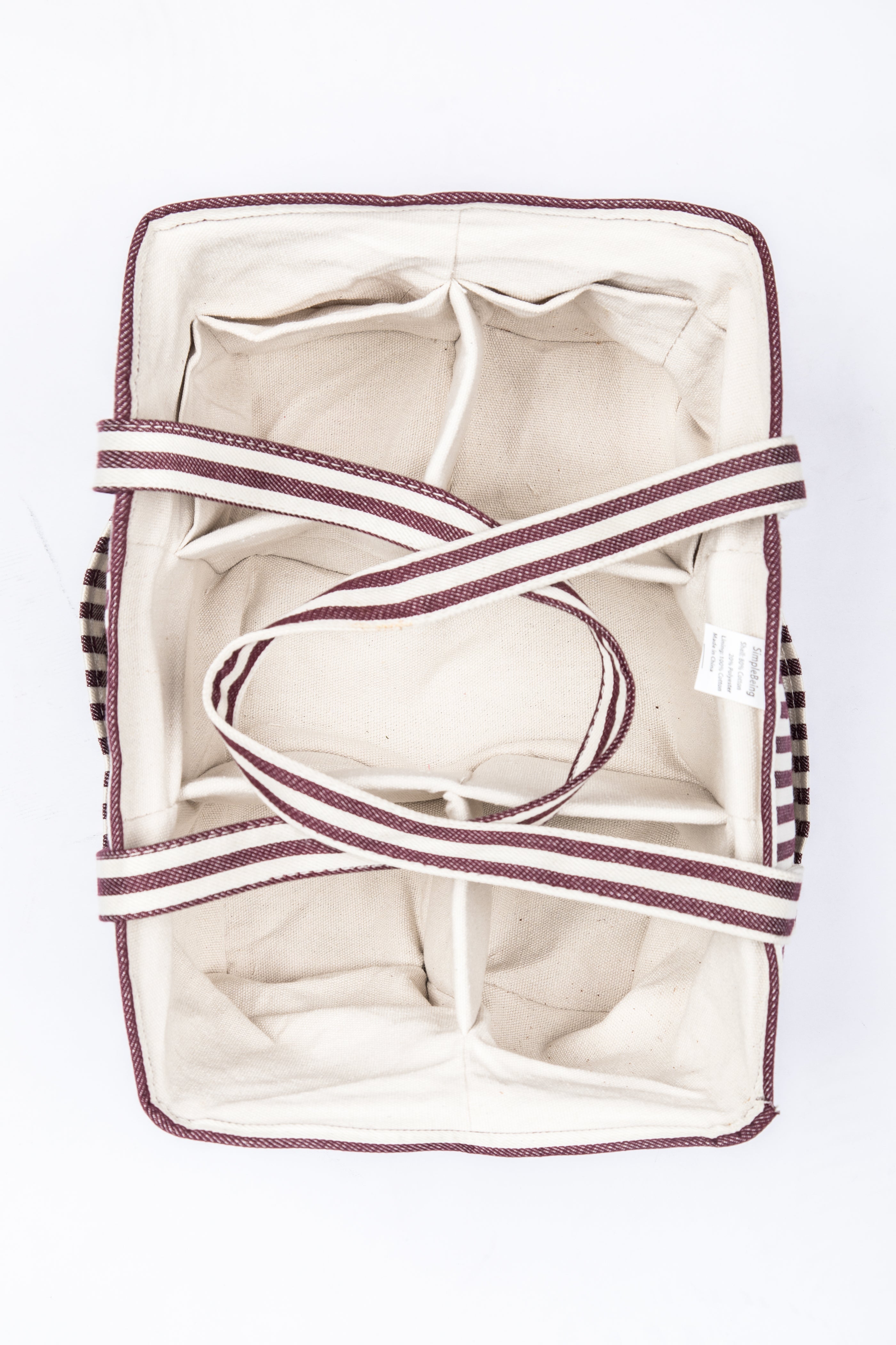 Simple Being Diaper Caddy Organizer with Red Stripe - Portable Baby Essentials Storage for Nursery, Changing Table & On-the-Go Parenting