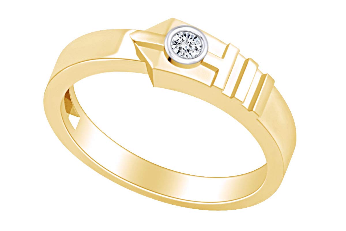 Round White Natural Diamond Accent NIB Style Band Ring - 14k Gold Over Sterling Silver Wedding Engagement Jewelry Gift for Her