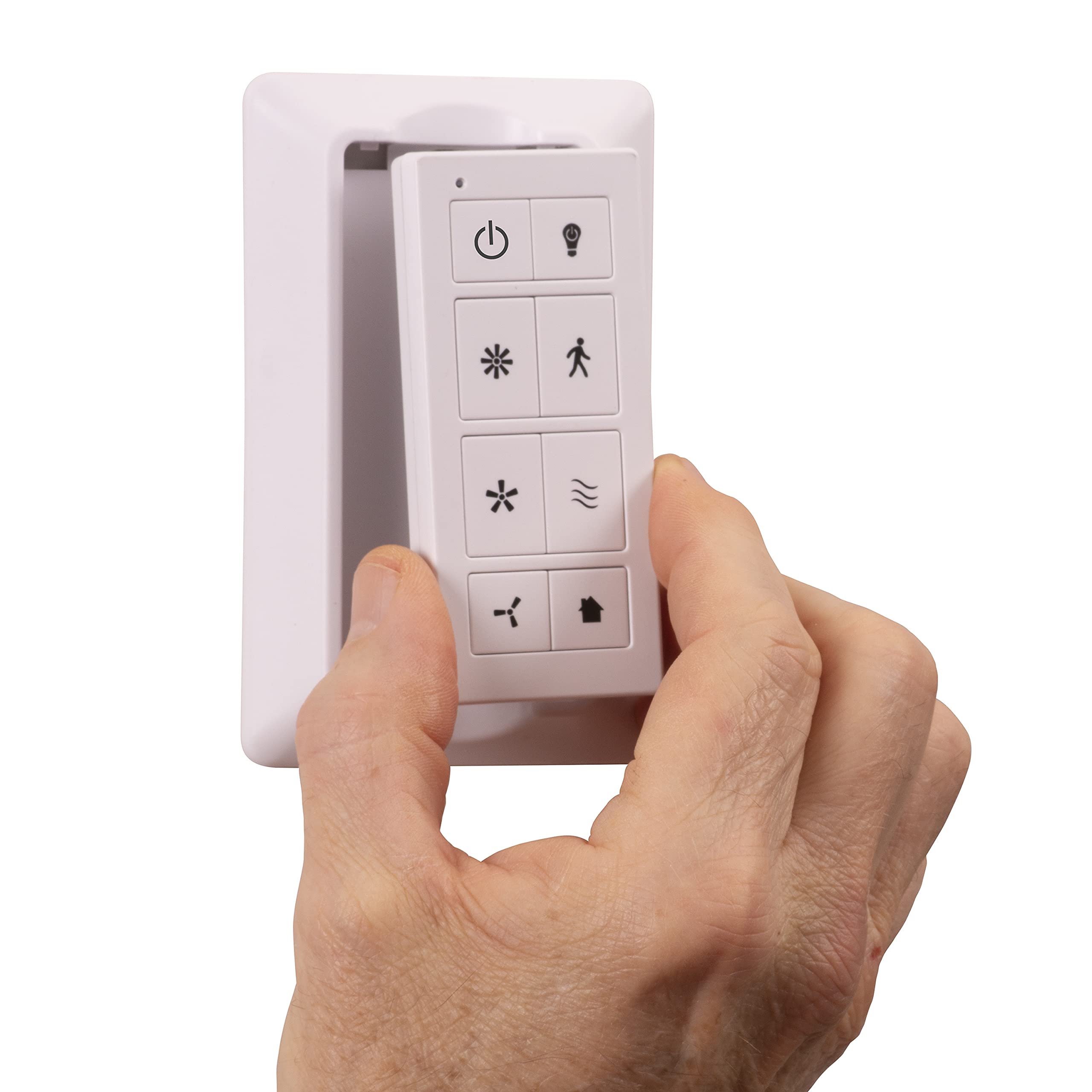 Prominence Home Smart Universal Ceiling Fan Remote Control Kit with Receiver, Wall Dock & Batteries - Compatible with Downrod Ceiling Fans (Model 51658-01, White) - Perfect for Bedroom, Living Room & Home Office Use