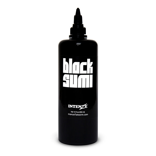 Intenze Black Sumi Outlining Ink - Professional Japanese Tattoo Ink for Artists - 12oz Bottle - Perfect for Tattoo Outlines, Calligraphy & Permanent Makeup