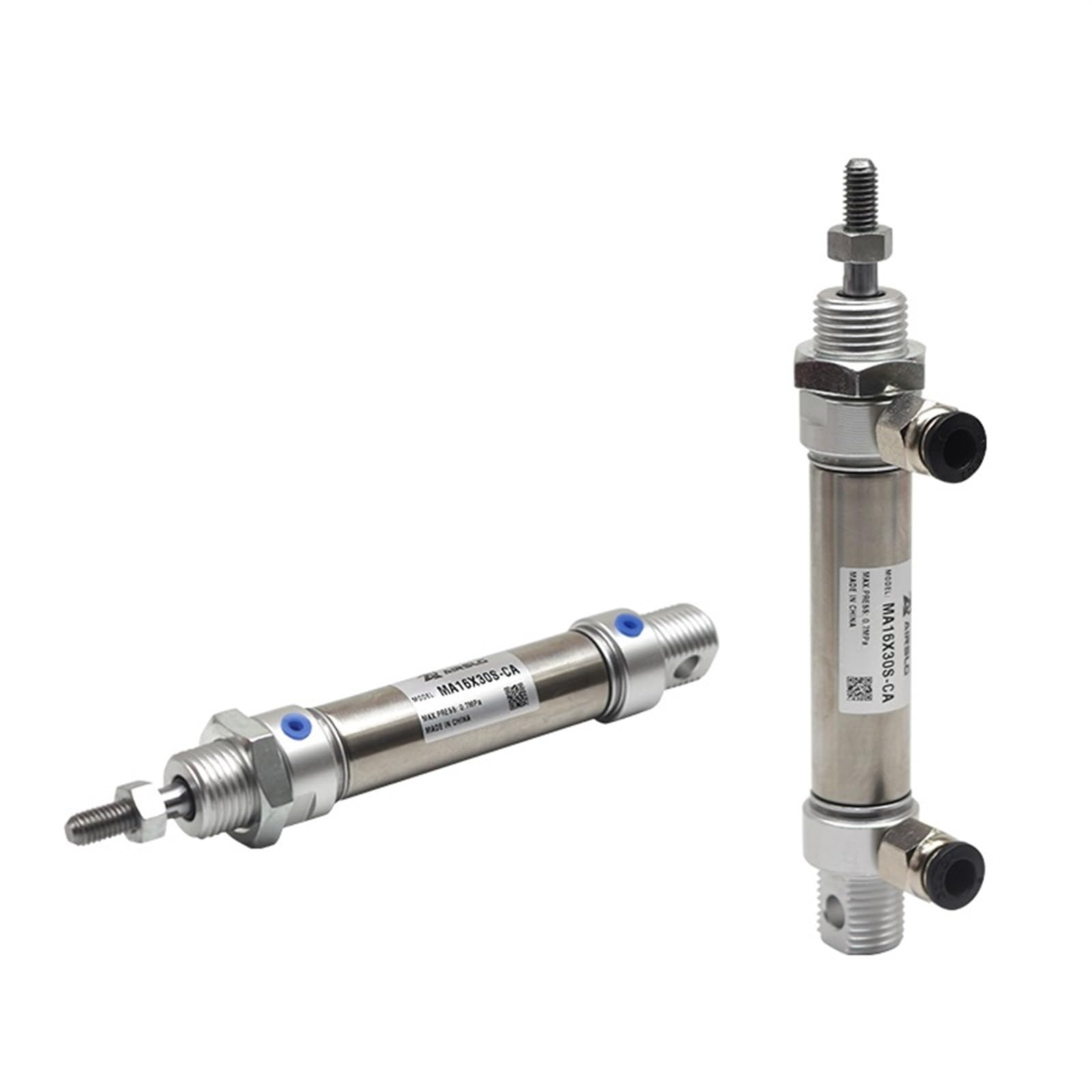 MA32X25 50 75SCA Stainless Steel Pneumatic Air Cylinder - 32mm Bore, 10-300mm Stroke, Double Action Mini Round Cylinder for Industrial Automation (MA32x100S-U-CM) - Perfect for Packaging Machinery, CNC Equipment & Factory Automation Systems