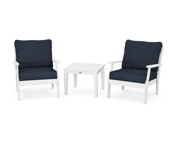 Polywood Braxton 3-Piece Deep Seating Patio Set - Outdoor Furniture for Garden, Deck, Poolside & Backyard Relaxation
