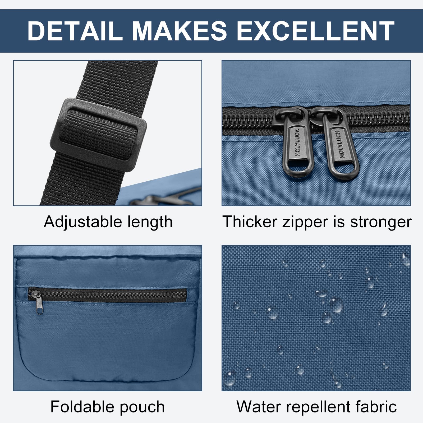 HOLYLUCK Foldable Travel Duffel Bag for Women & Men - Lightweight Gym Bag, Carry-On Luggage for Workouts, Sports, Weekend Trips - Airforce Blue | Perfect for Gym, Travel, Sports & Outdoor Activities