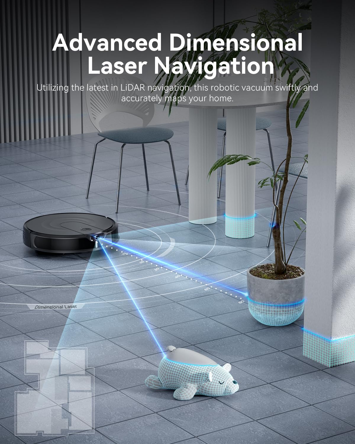 Smart Robot Vacuum and Mop Combo with LiDAR Navigation - Ultra Slim 2-in-1 Robotic Cleaner with 9000Pa Strong Suction, 200 Min Runtime, Auto Recharge - Perfect for Pet Hair, Hardwood Floors & Carpets - Ideal for Homes with Pets, Kids & Allergy Sufferers