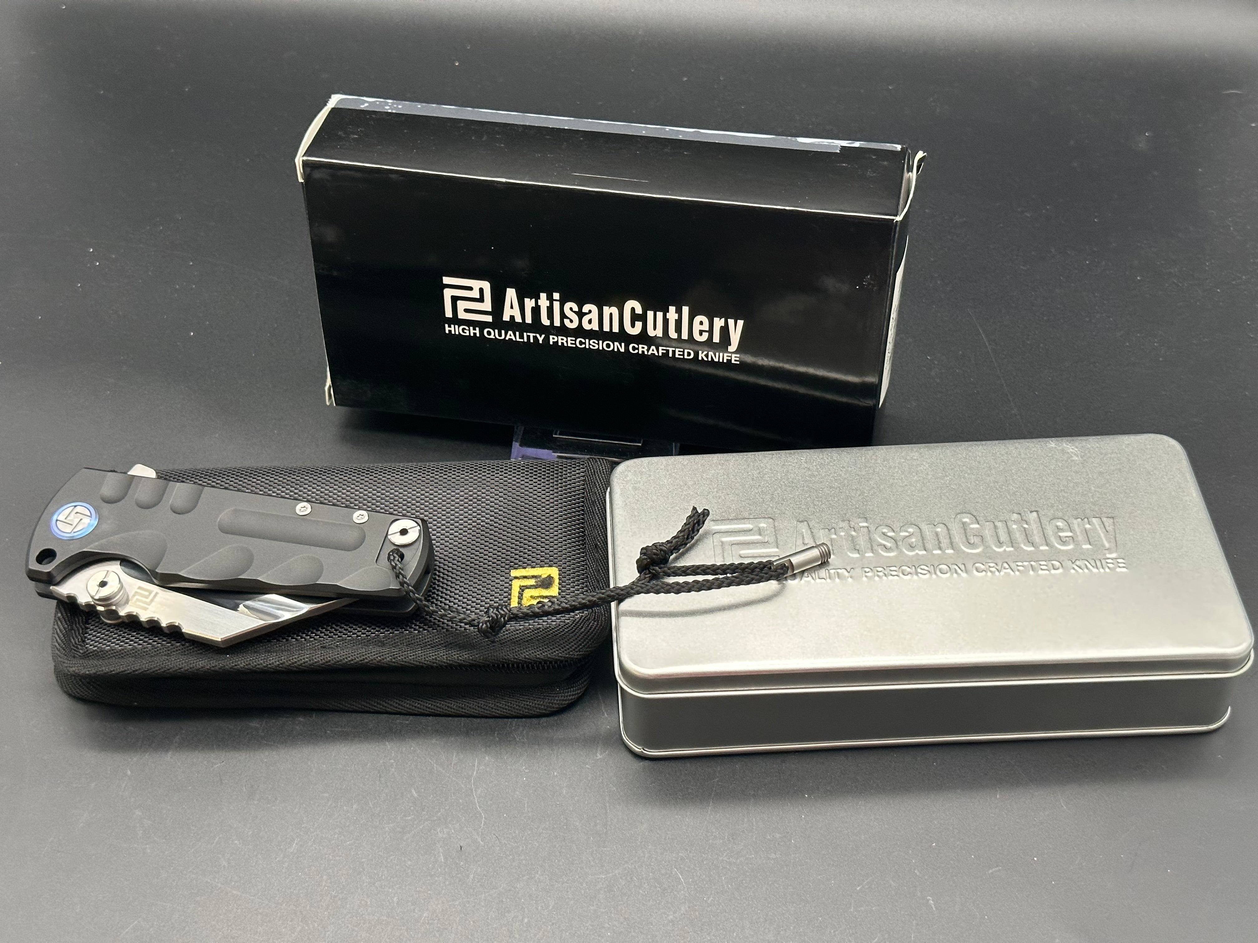 Artisan Cutlery Proponent Folding Knife - Black Titanium Handle with Premium S35VN Steel Blade - EDC, Outdoor Survival & Tactical Gear