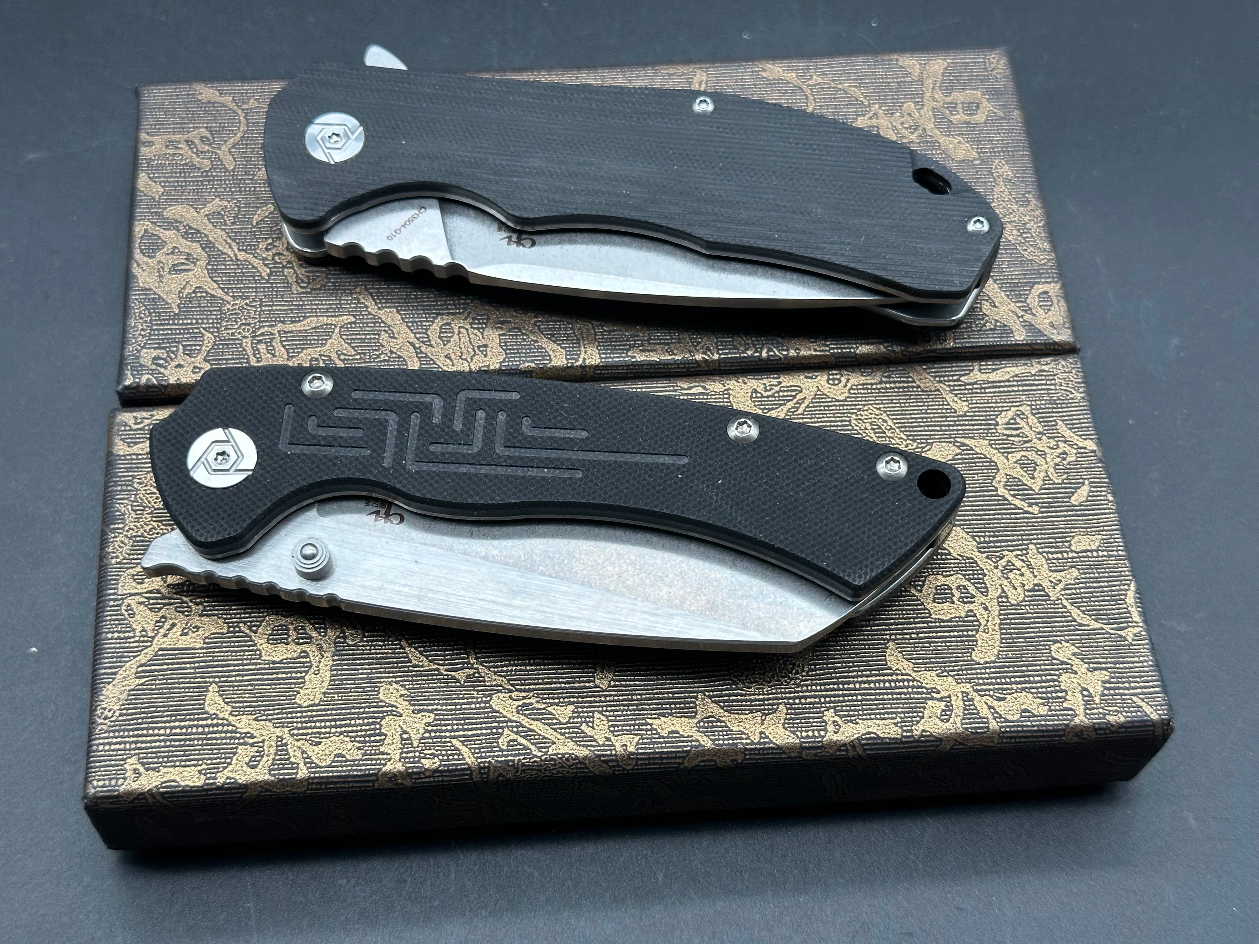 CH 3504 BLK & CH Toucans Black G10 Folding Pocket Knife - EDC, Outdoor Camping, Hiking Survival Tool