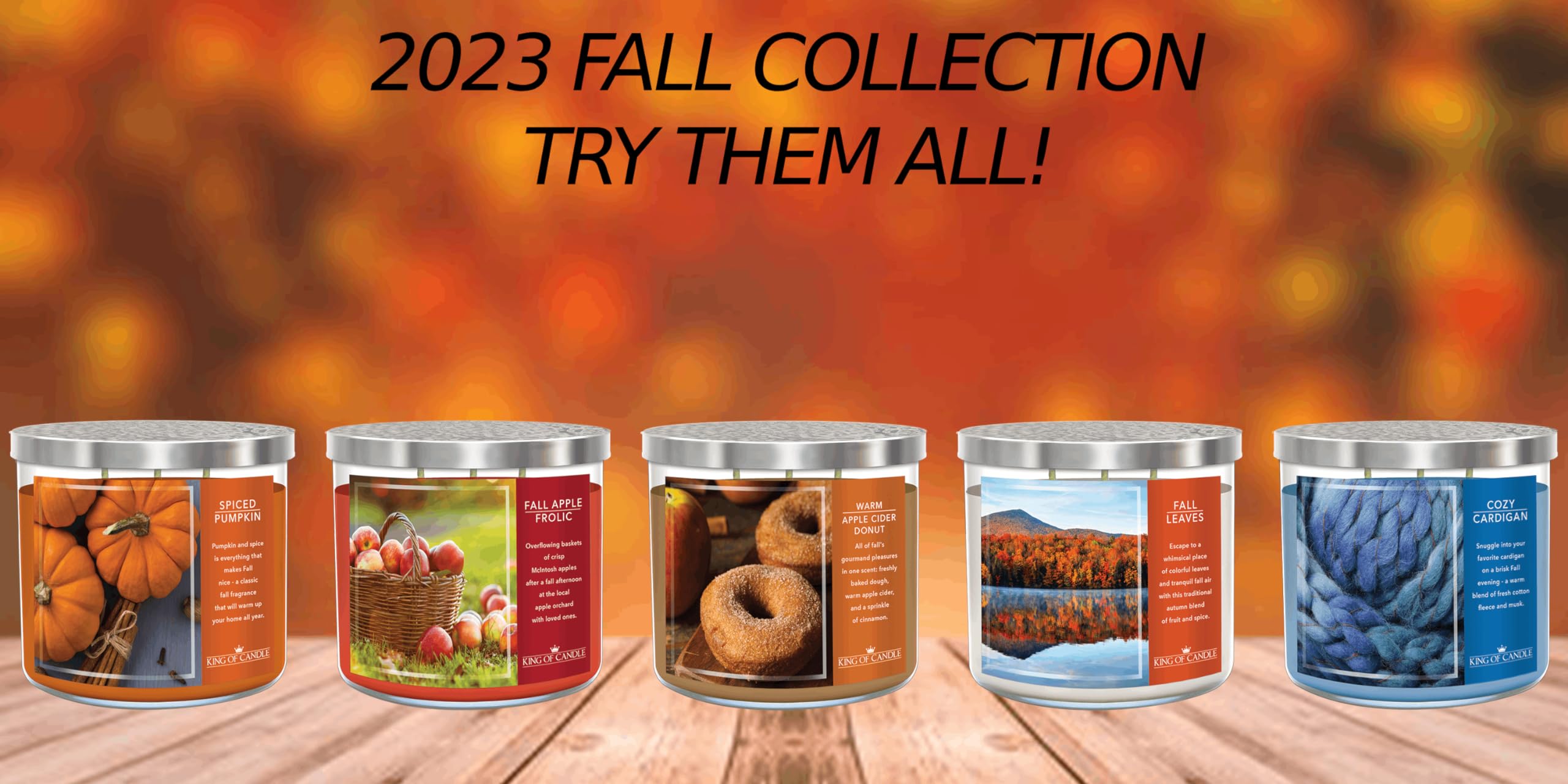 Fall Leaves Scented Candle - Apple Pear Spice Aroma | Large 3-Wick Soy Wax Candle (14oz) | Non-Toxic, Strong Fragrance, Clean Burning | USA Made Thanksgiving Decor & Home Fragrance | Perfect for Autumn Decor, Cozy Evenings & Holiday Gatherings