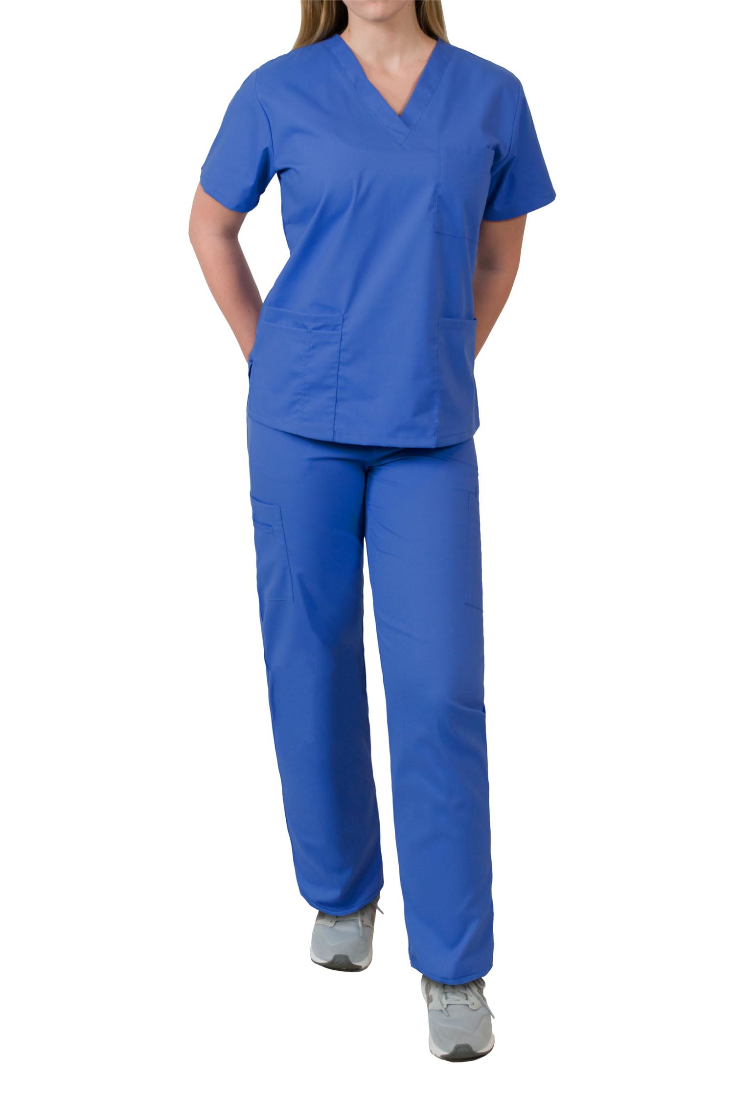 Medgear Women's Scrubs Set - 4 Pocket Top & Multi-Pocket Pants | Comfortable Medical Uniform for Nurses, Doctors & Healthcare Professionals | Perfect for Hospitals, Clinics & Long Shifts