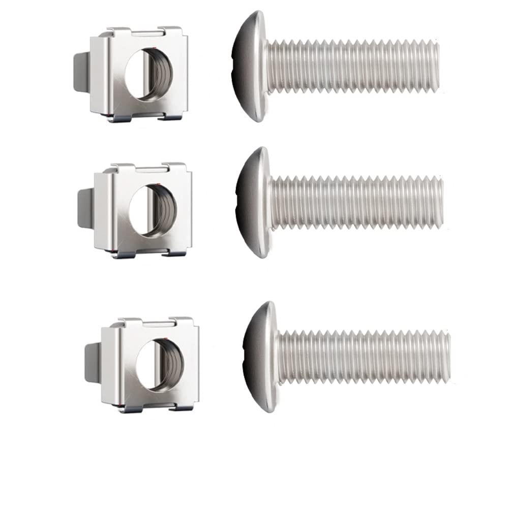 Stainless Steel Rack Cage Nuts & Bolts Set - 10 Pack for Server Cabinet Mounting