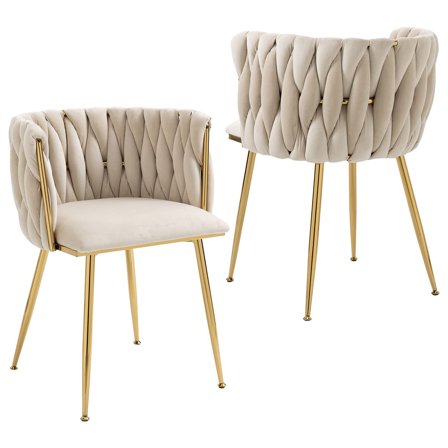 Luxury Velvet Dining Chairs Set of 2 - Upholstered Tufted Accent Chairs with Gold Metal Legs for Dining Room, Bedroom, Kitchen | Elegant Home Decor & Comfortable Seating Solution