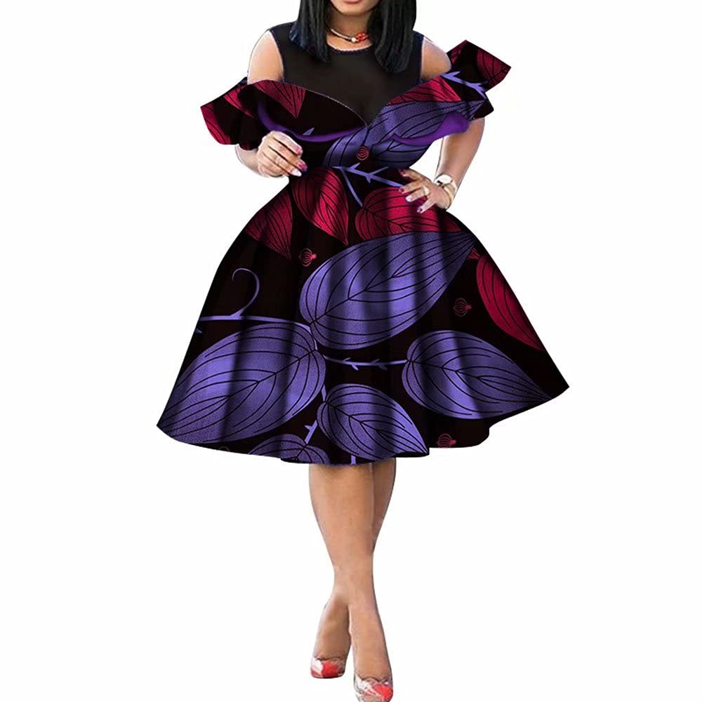 Stylish African Print Ankara Party Dresses for Women - Short Sleeve O-Neck Splicing Design | Perfect for Cultural Events, Weddings & Summer Parties