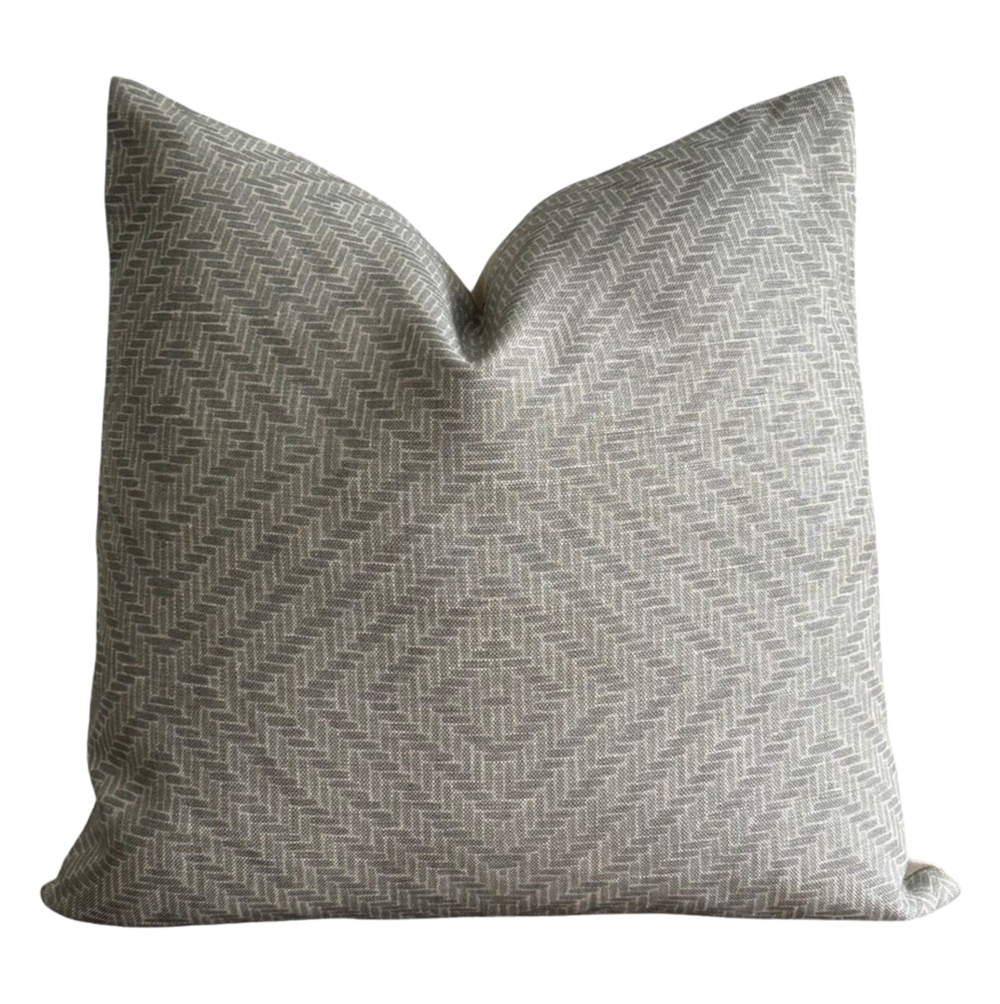 Premium Designer Clay McLaurin Rattan Pillow Cover in Mineral - Stylish Boho Home Decor for Living Room, Bedroom & Outdoor Patio