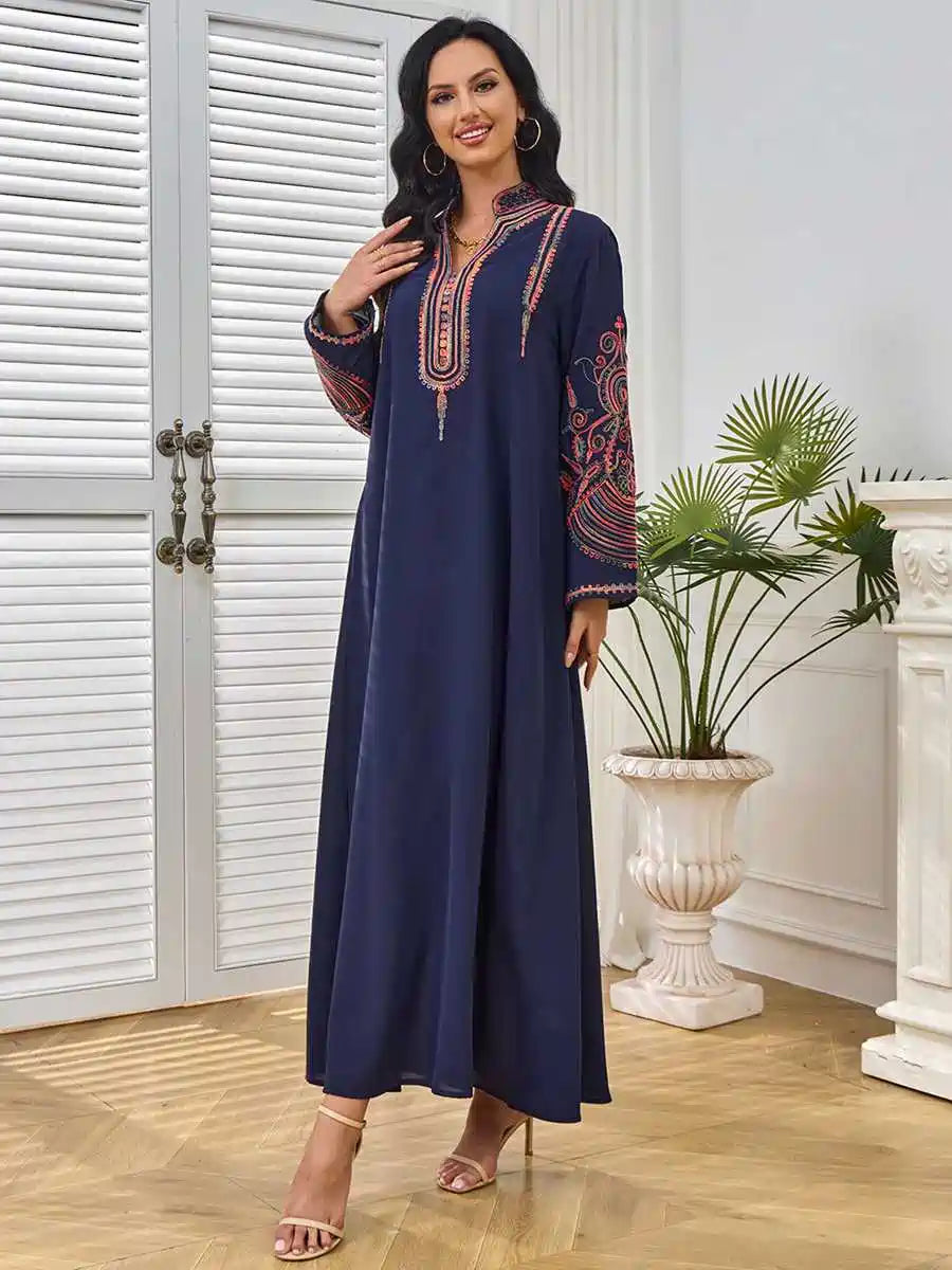 Elegant Eid Dress with Embroidery - Flowy Caftan Kaftan Dress #25233 for Women, Perfect for Eid Celebrations, Weddings, and Special Occasions