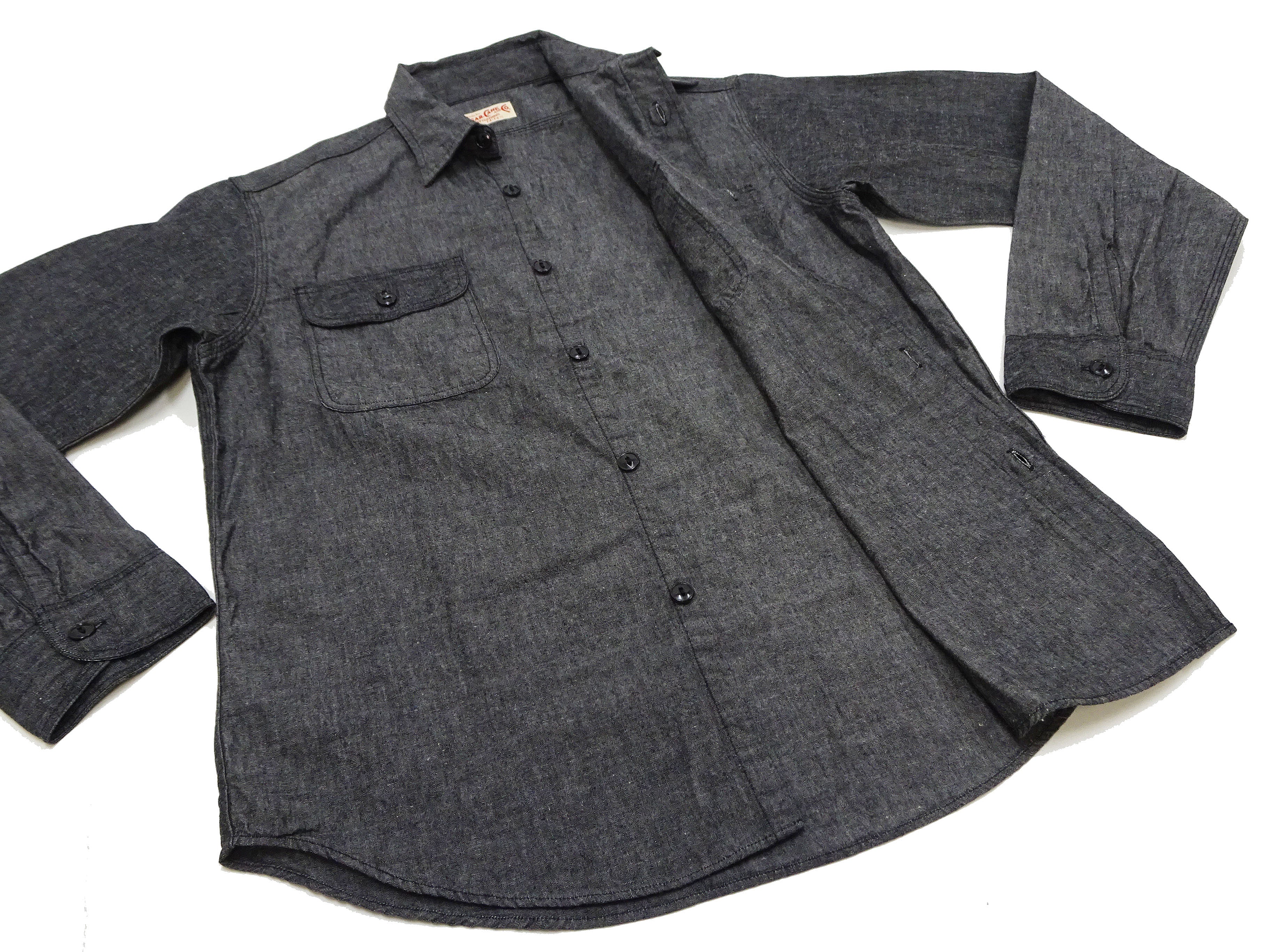 Men's Lightweight Long Sleeve Sugar Cane Chambray Button-Up Shirt - Casual Work Shirt SC29159 in Black | Perfect for Office, Outdoor Activities & Everyday Wear