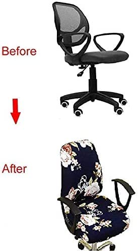 VIOKKO Stretchable Office Chair Cover - Universal 2-Piece Split Design for Computer Desk & Swivel Chairs - Dust-Proof Seat Protector (Star Pattern) - Perfect for Home Office, Gaming Setup & Workspace Decor