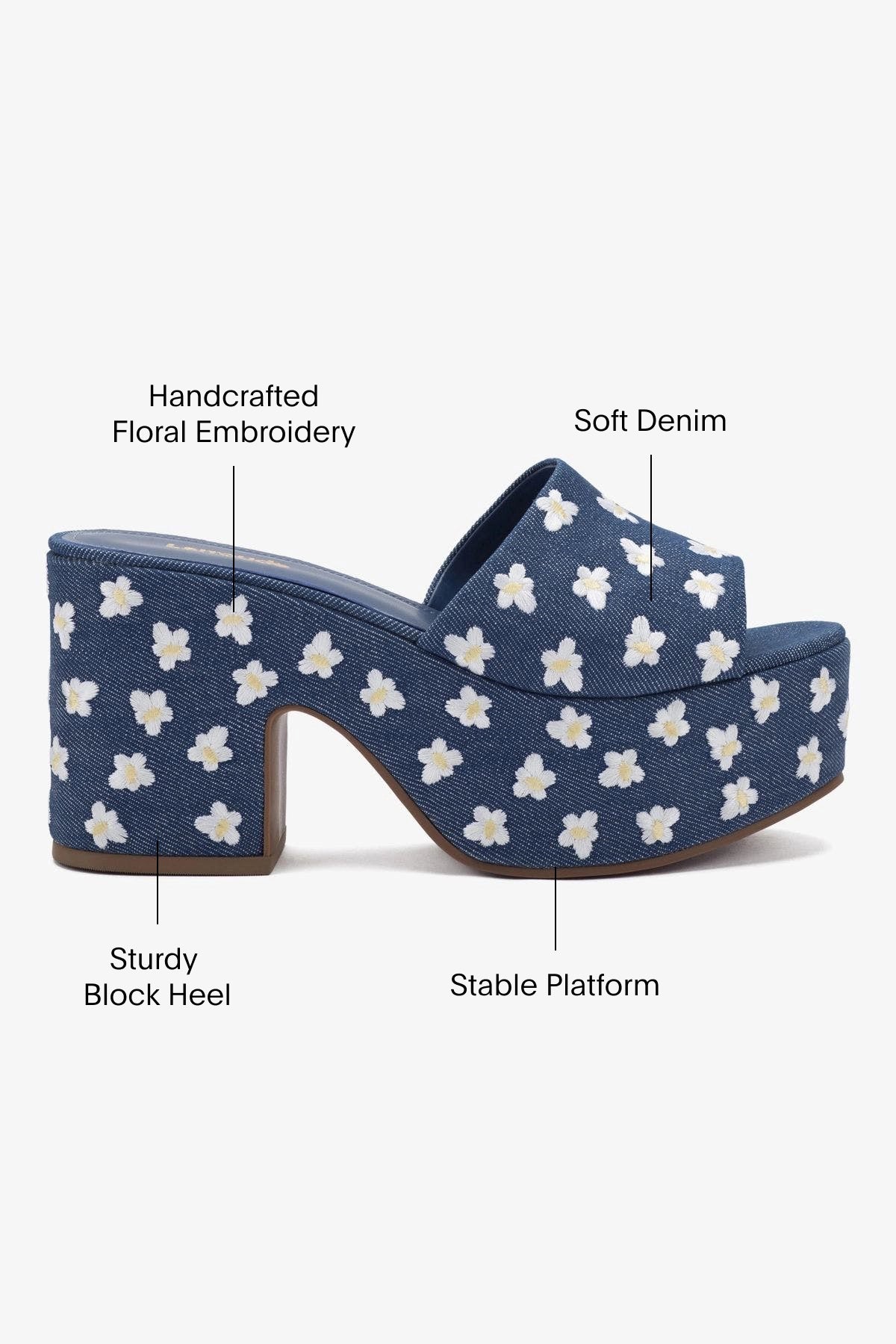 Blue Denim Miso Platform Sandal - Comfortable Women's Fashion Sandals for Summer Outfits & Beach Vacations