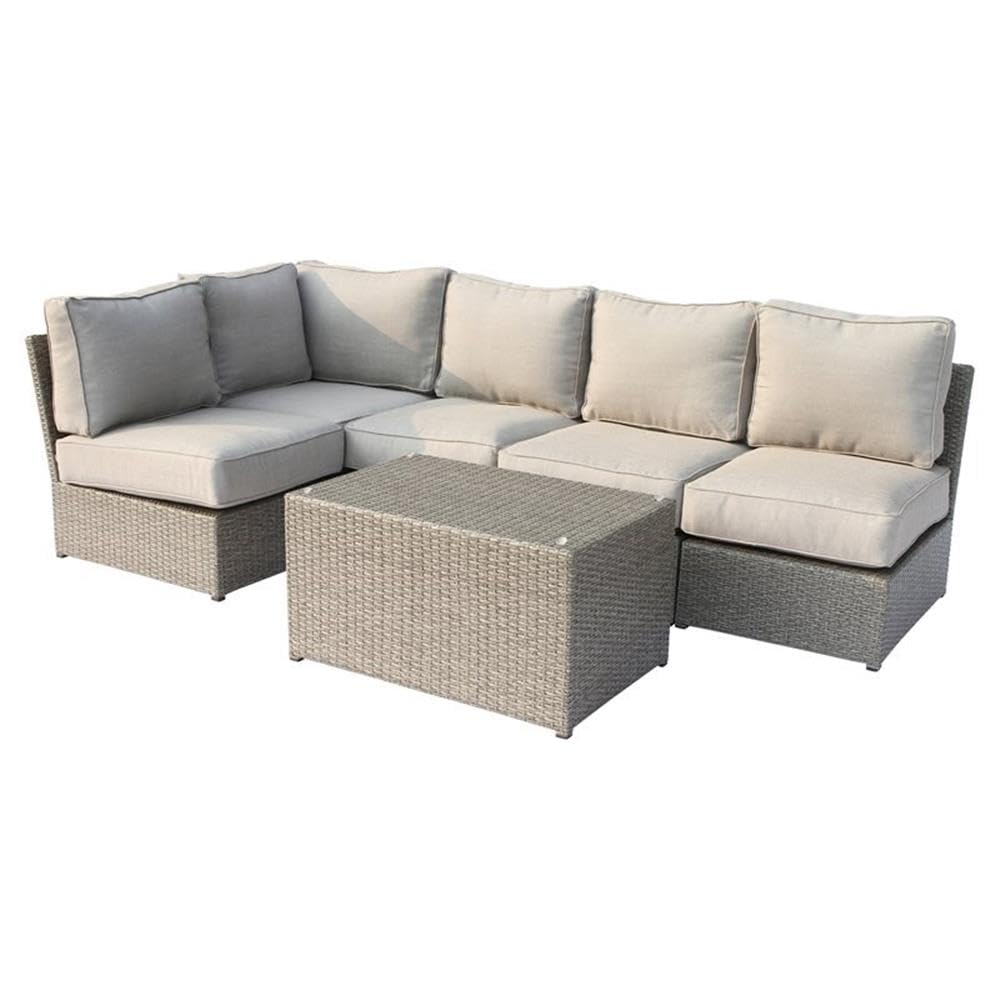 Fully Assembled Chelsea Collection All-Weather Outdoor Patio Wicker Sofa Sectional Set - 6-Piece Waterproof Garden Furniture [CM-4211] for Backyard, Poolside & Terrace Relaxation