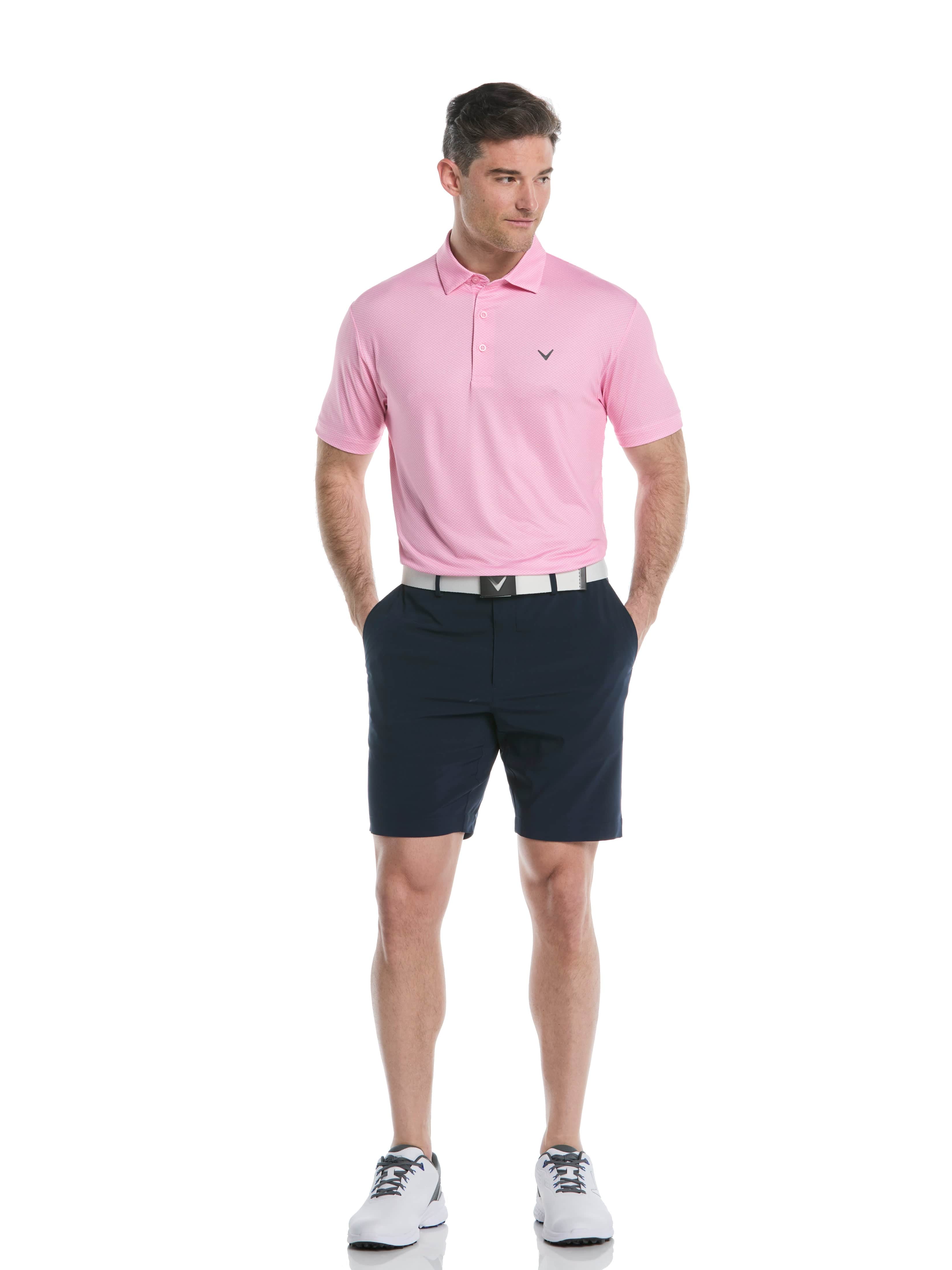 Men's Heather Geo Print Golf Polo Shirt - Moisture Wicking, UV Protection & Breathable for Golf, Casual Wear & Outdoor Activities