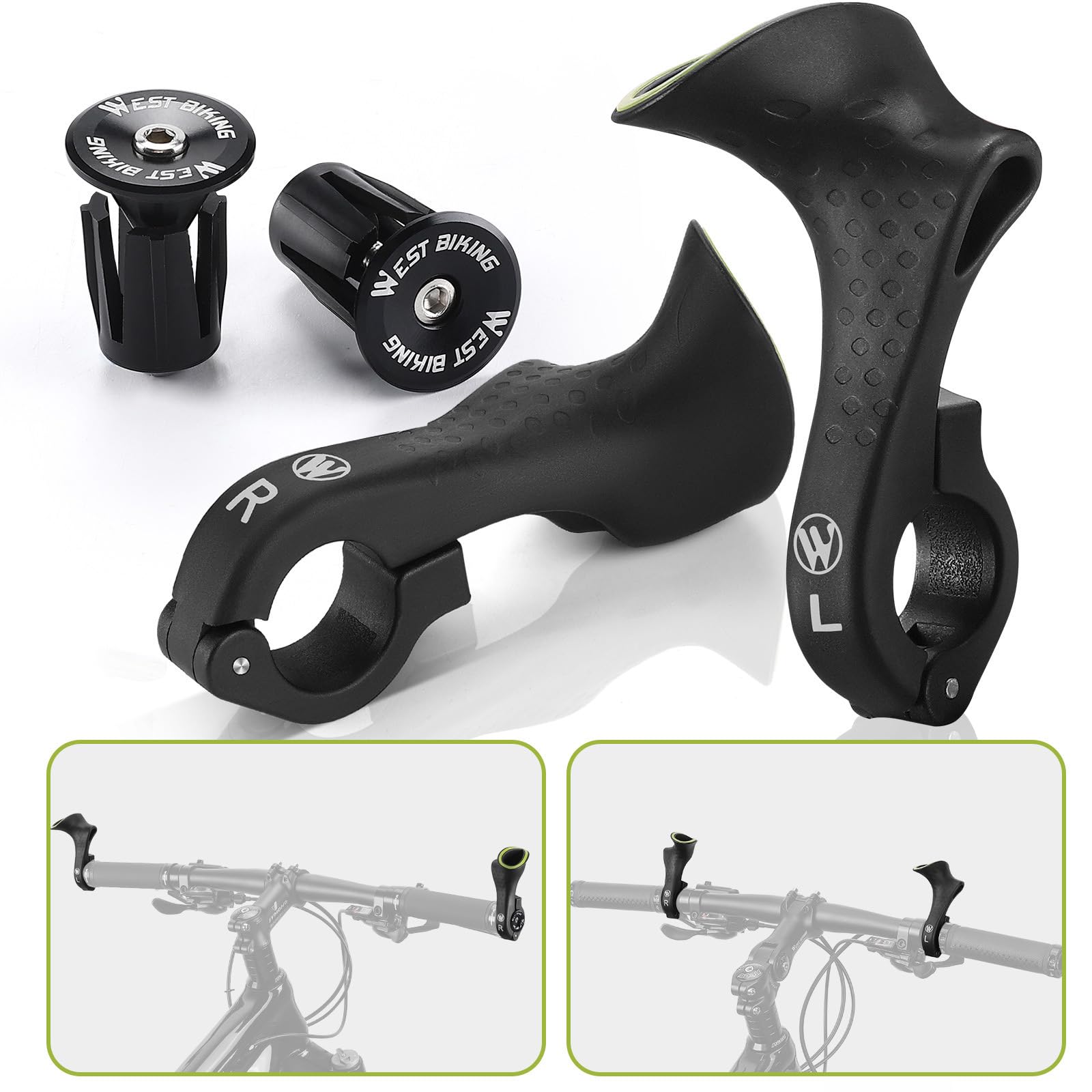 MTB Bike Bar Ends with Caps - Durable Mountain Bike Handlebar Extensions for Enhanced Grip & Control - Perfect for Trail Riding & Off-Road Cycling