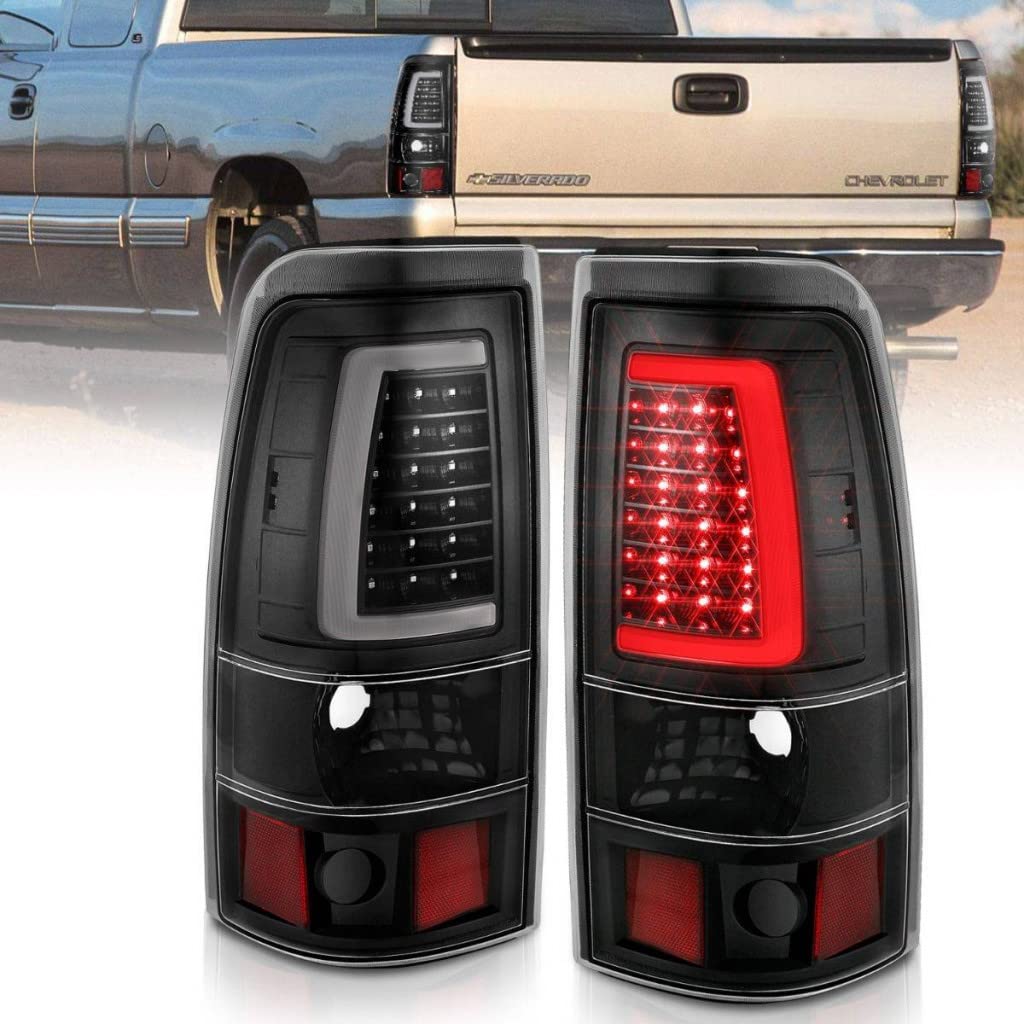 ANZO LED Tail Lights for 2007 Chevy Silverado 2500 HD Classic - Black Plank Style (Part #311333) | Durable Replacement for Improved Visibility & Style