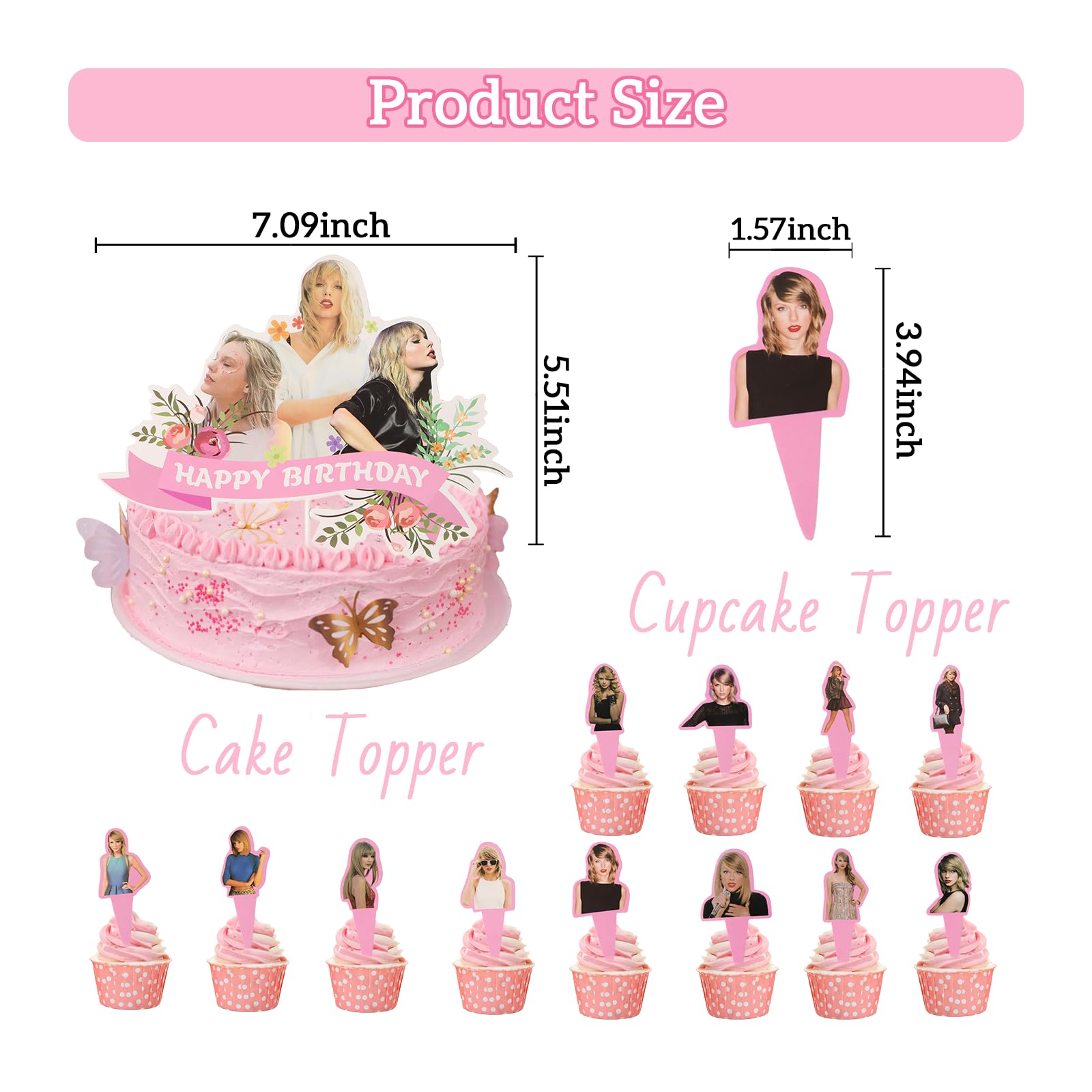 50 PCS Birthday Party Decorations Kit - Includes Banner, Balloons, Backdrop, Cupcake & Cake Toppers - Perfect for Girls, Boys & Fans Birthday Celebrations - Ideal for Home, School & Office Parties