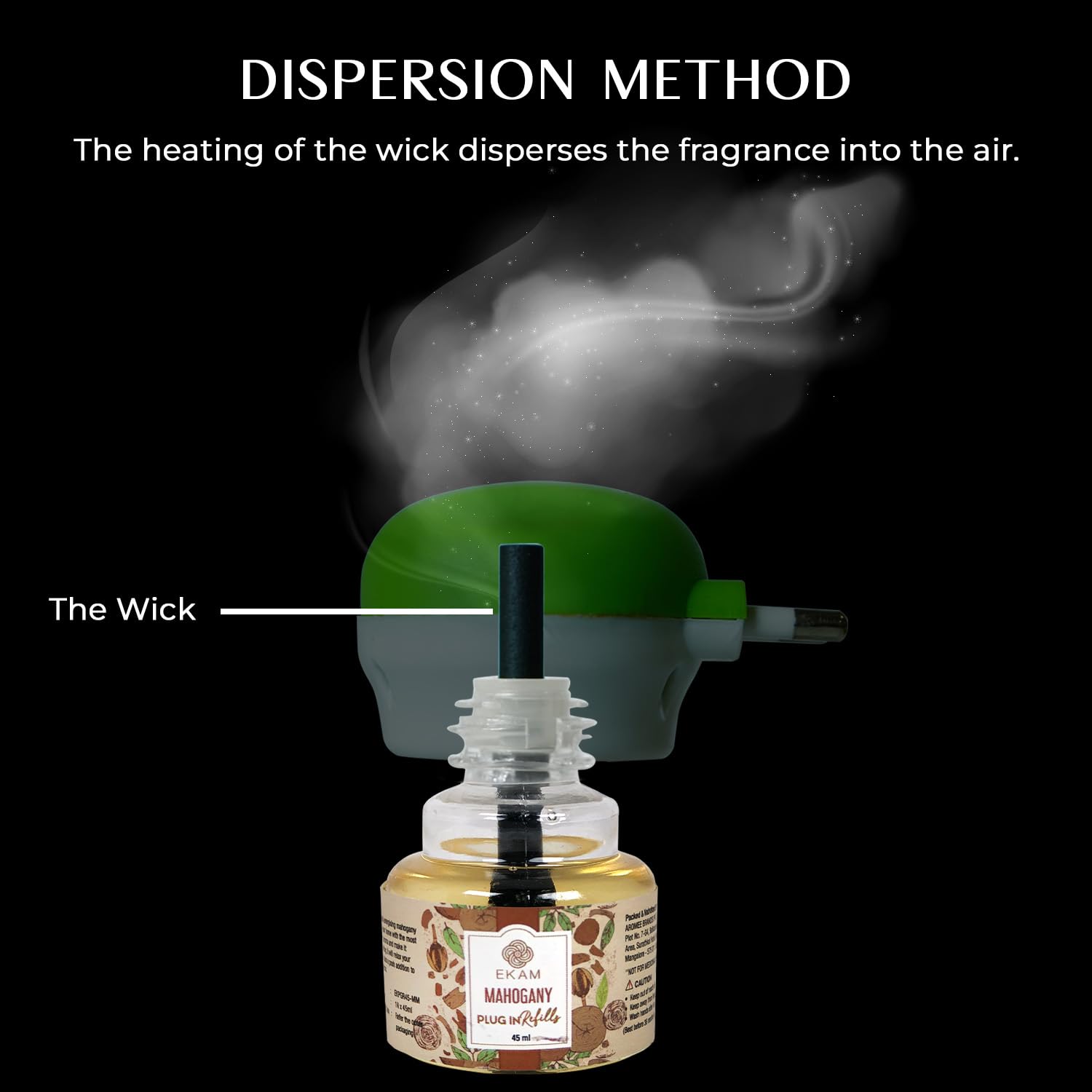 EKAM Plug In Air Freshener Refill - 45ml Mahogany Scent | Long-Lasting 500 Hours Freshness | Hassle-Free Room Odor Eliminator | Perfect for Home, Office, Bedroom, Bathroom & Car | Essential Oil-Based Liquid Air Freshener for Everyday Freshness