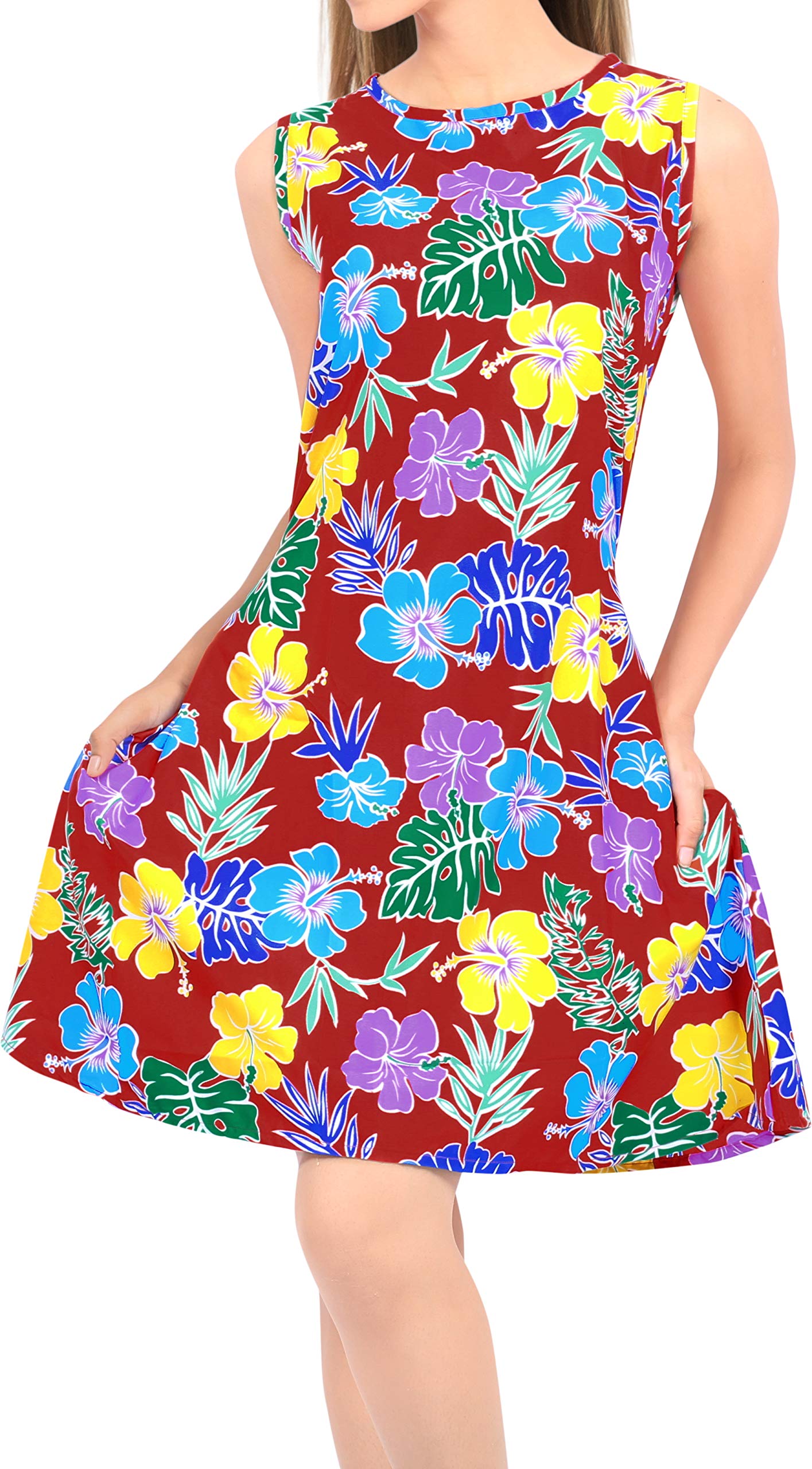 LA LEELA Women's Hawaiian Floral Beach Cover Up - Lightweight Swimwear Cover Up Dress for Summer Vacation, Pool Party & Beach Outings