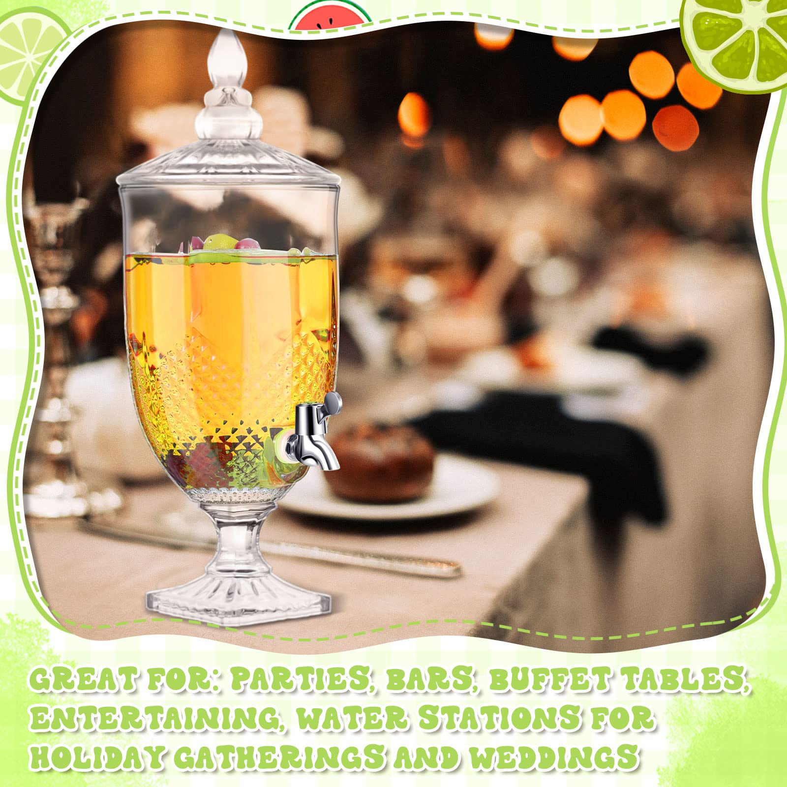 Bokon 2-Pack Glass Drink Dispensers with Stand & Spigot - Crystal Clear Beverage Server for Juice, Tea, Lemonade - Perfect for Weddings, Parties, BBQs & Outdoor Events