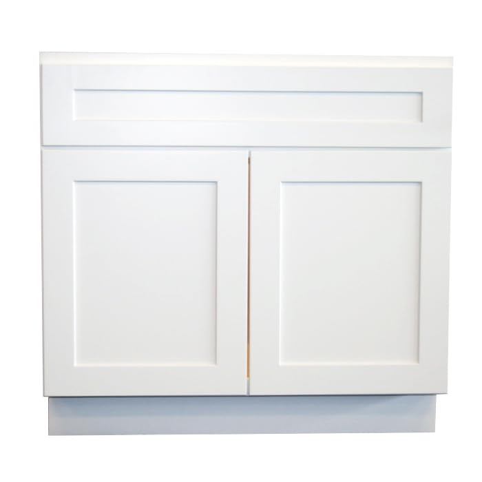Shaker Style White Vanity Cabinet 30 Inch - Ready to Assemble Bathroom Sink Base with Soft Close Doors (21