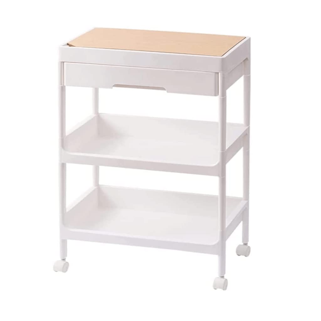 3-Tier Rolling Utility Cart with Drawer & Lockable Wheels - Mobile Storage Organizer for Kitchen, Bathroom, Balcony, Living Room - Perfect for Home Organization, Office Supplies & Craft Storage