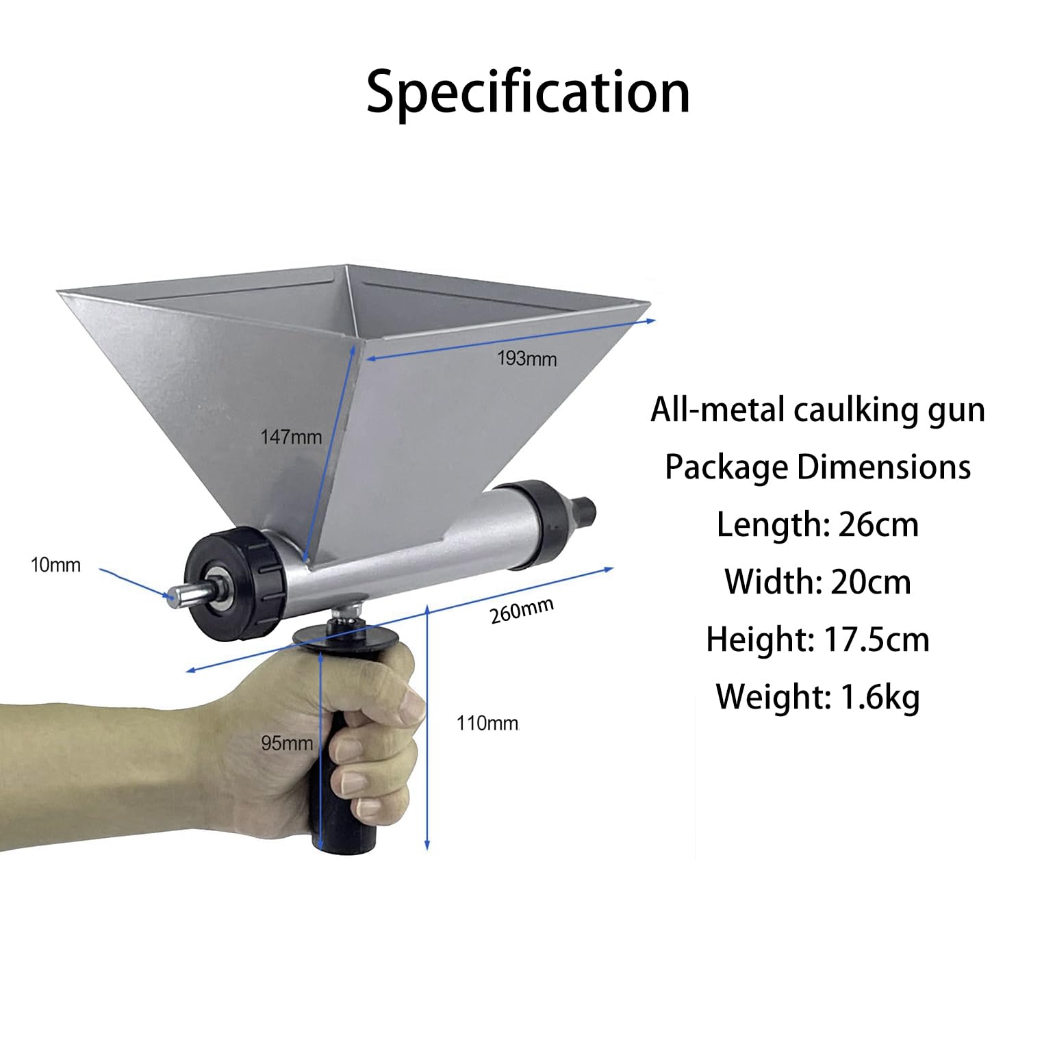 Electric Mortar Grout Gun - Portable Caulking Sprayer with 8 Nozzles for Tile, Brick & Concrete Repair (No Electric Drill Needed) - Perfect for DIY Home Renovation & Construction Projects