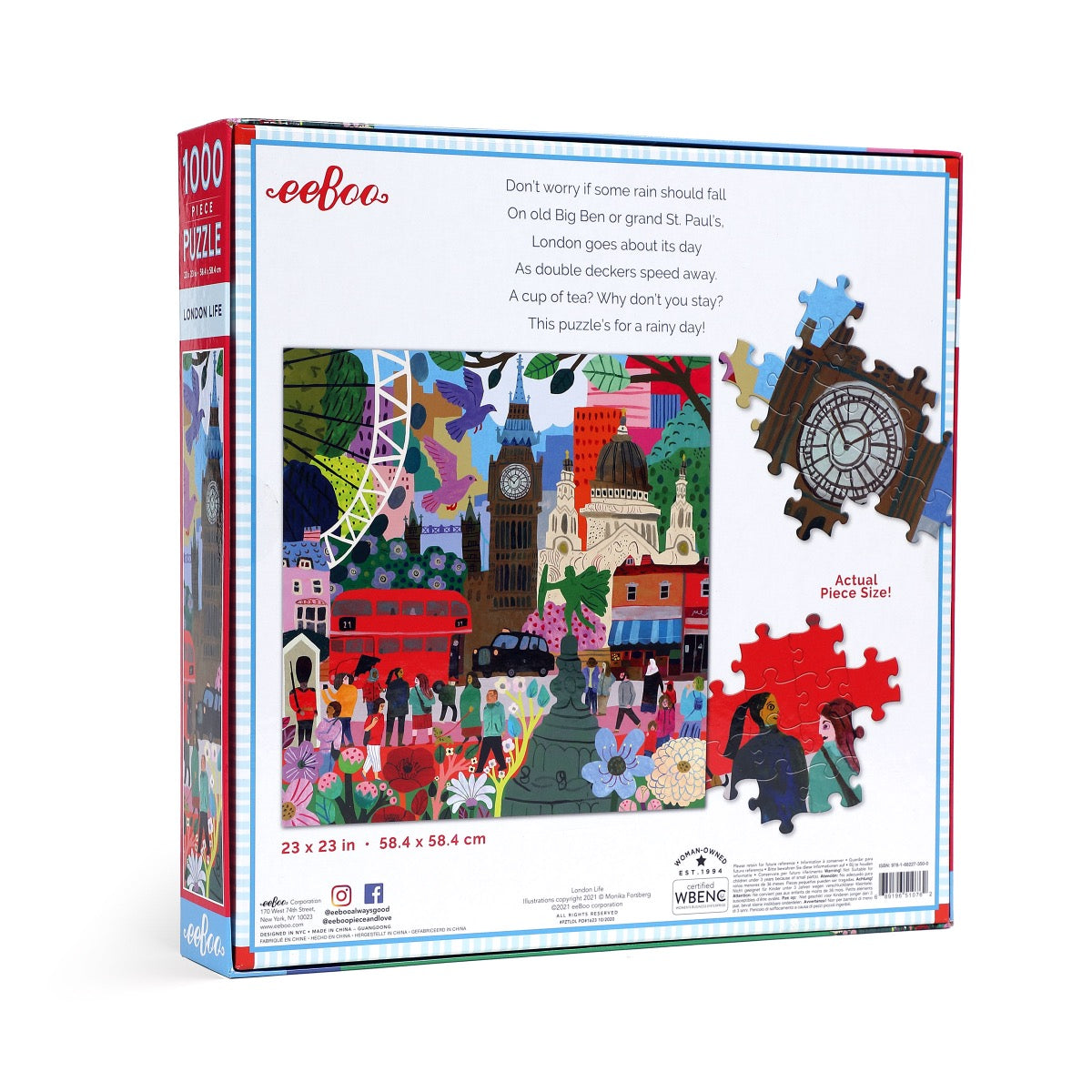 eeBoo 1000 Piece Jigsaw Puzzle - London Life Scenic Cityscape | Premium Quality Puzzle for Adults & Teens | Perfect for Family Game Night & Relaxation