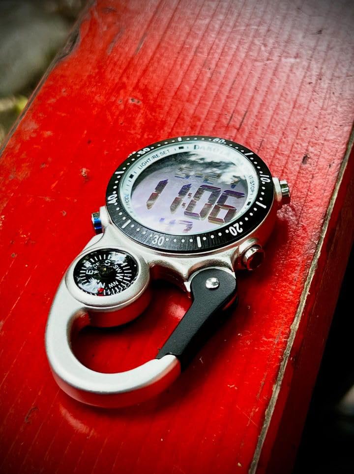 Dakota Digital Backpacker Clip Watch - Waterproof Outdoor Sports Watch with Alarm, Stopwatch, Timer & Dual Time Display - Perfect Tactical Gift for Men and Women - Ideal for Hiking, Camping, Travel & Military Use