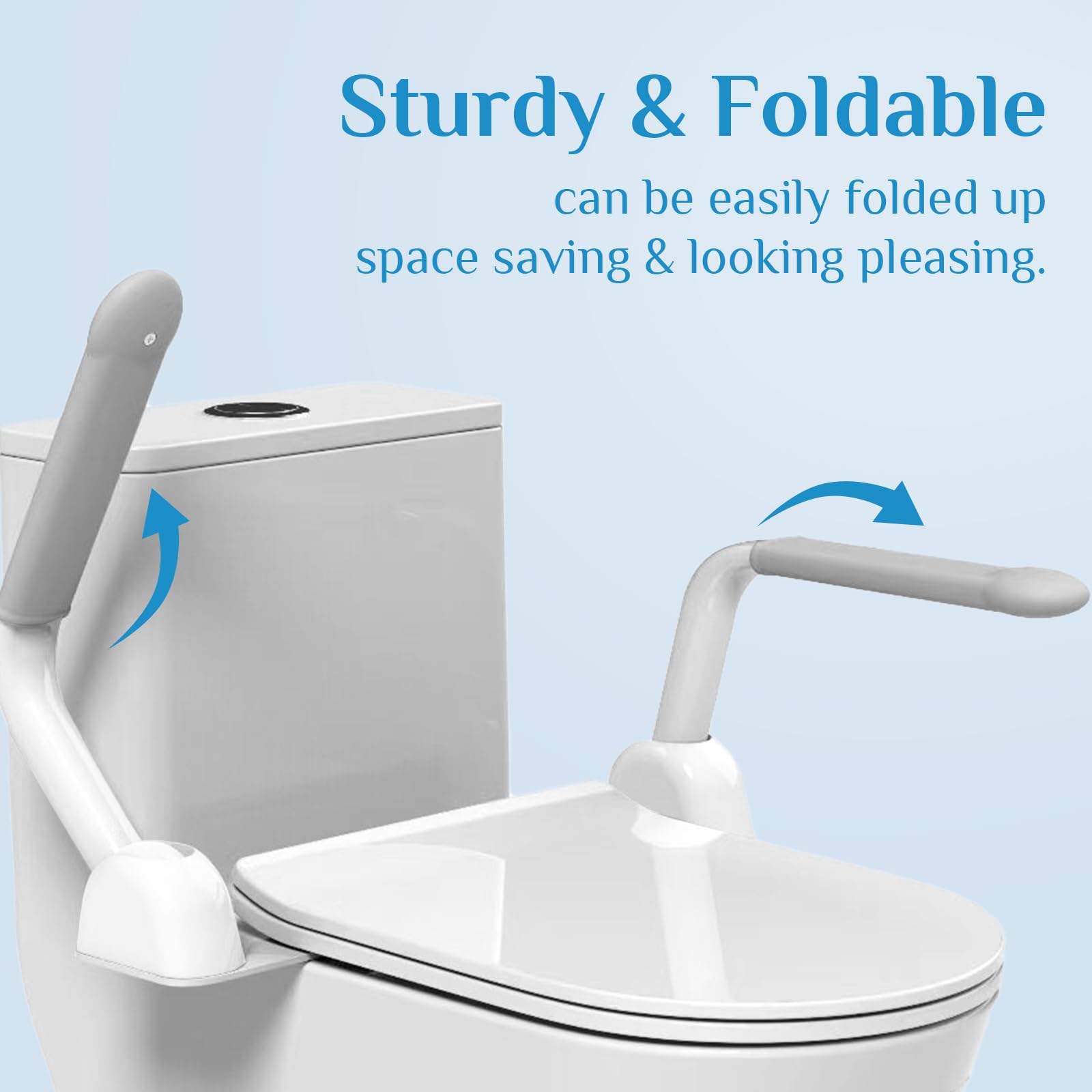 Foldable Toilet Safety Rails for Elderly & Handicap - Heavy Duty Toilet Assist Frame with Arms for Seniors, Disabled & Pregnant Women | Bathroom Mobility Aid for Safe Toilet Use at Home or Hospital
