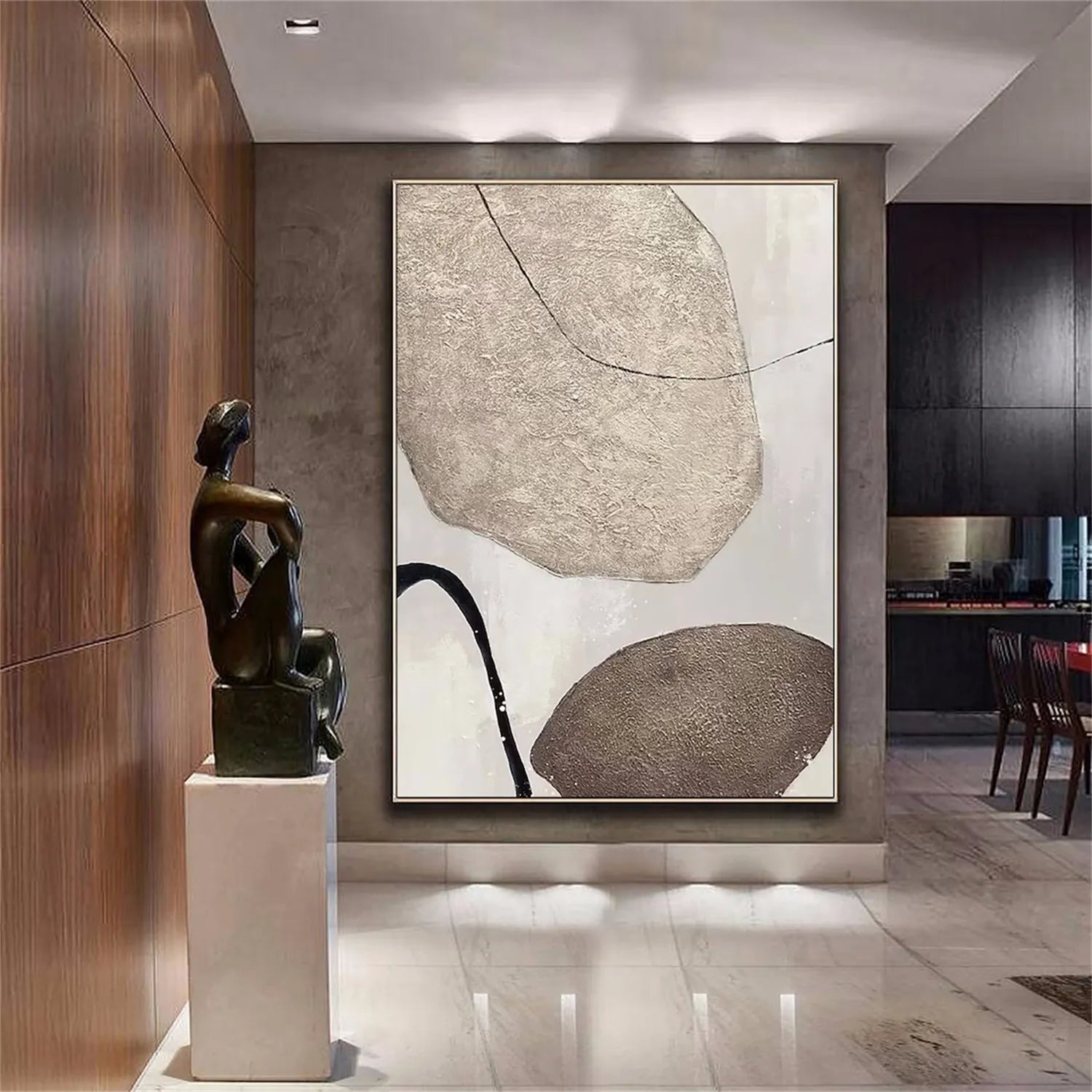 Abstract Tranquility Art Painting - Modern Wall Decor for Living Room, Bedroom & Office - Handmade Canvas Artwork #WS161