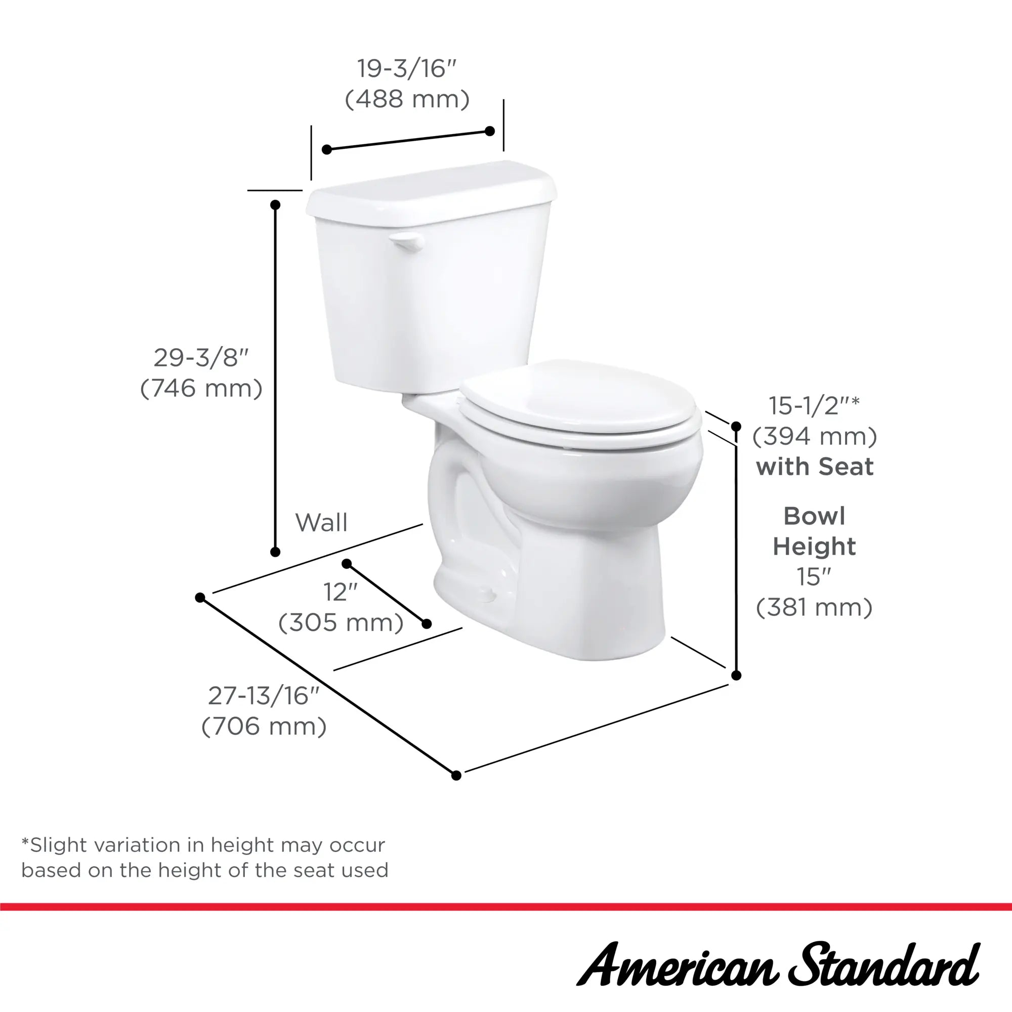 1.6 GPF/6.0 LPF Left-Hand Flush Round Front Toilet with Soft-Close Seat - Water Efficient Chair Height Elongated Bowl for Small Bathrooms & Powder Rooms