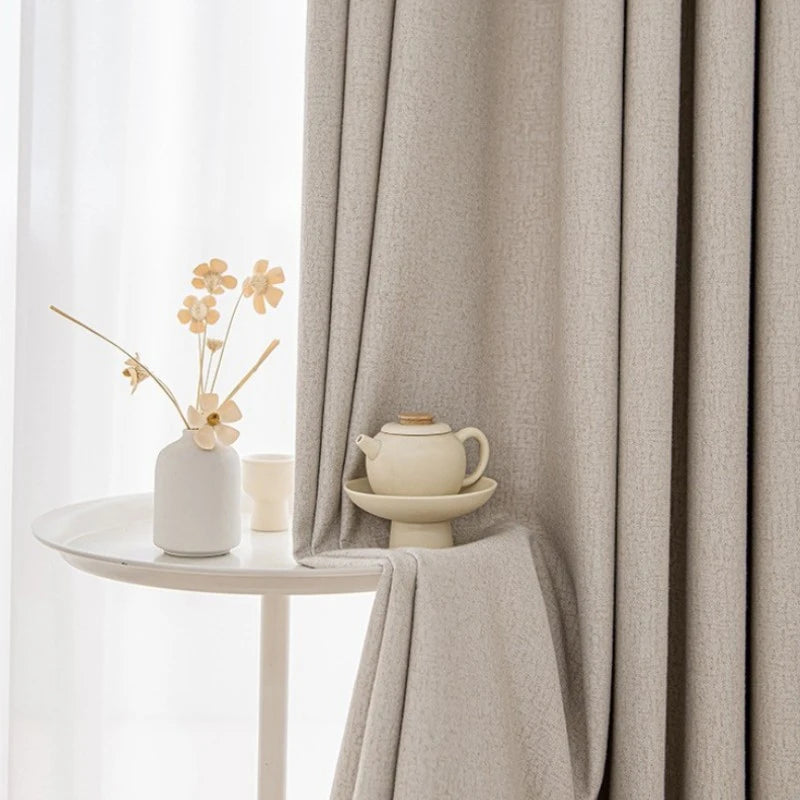 Agnes Textured Cotton Linen Blackout Curtains for Bedroom - Custom Size Thermal Insulated Drapes for Living Room & Nursery (96