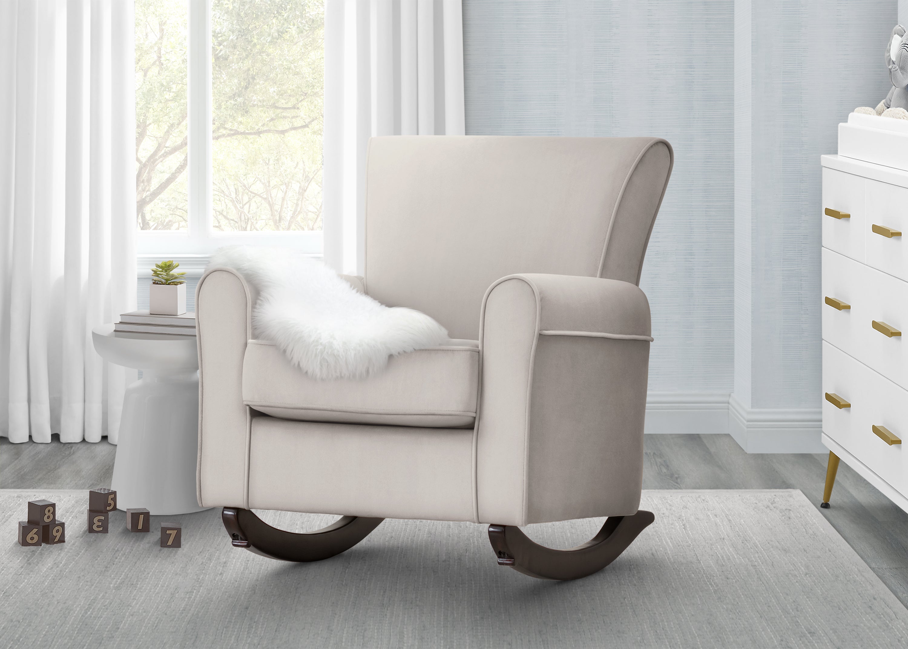 Premium Lancaster Rocking Chair with LiveSmart Fabric by Culp - Comfortable & Durable for Living Room, Nursery, or Porch Relaxation