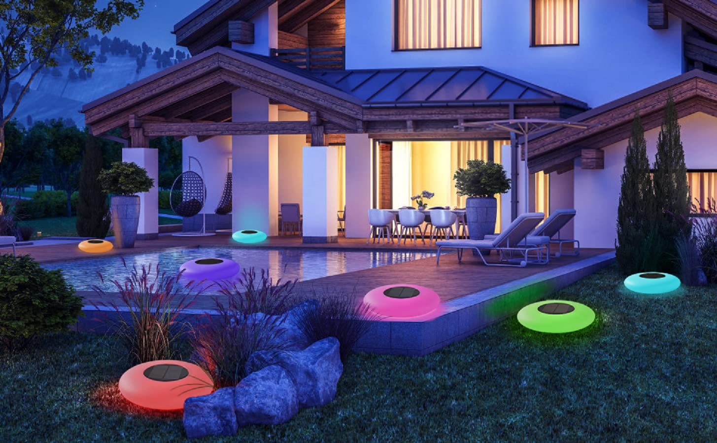 Wevxnsop 16 Color Changing LED Solar Floating Pool Lights - Waterproof Above Ground Pool Lights for Swimming Pools, Patio, Garden & Lawn Decor (12.6 Inch) - Perfect for Nighttime Pool Parties & Backyard Ambiance