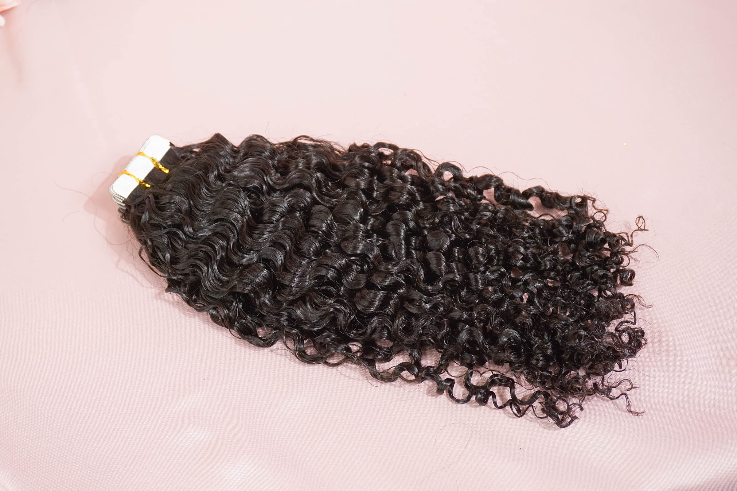 100% Remy Human Hair Extensions - Invisible Irregular Curly Tape in Hair Extensions (40PCS, Natural Black) for Black Women | Strong & Secure Hold for Daily Styling, Special Occasions & Protective Hairstyles