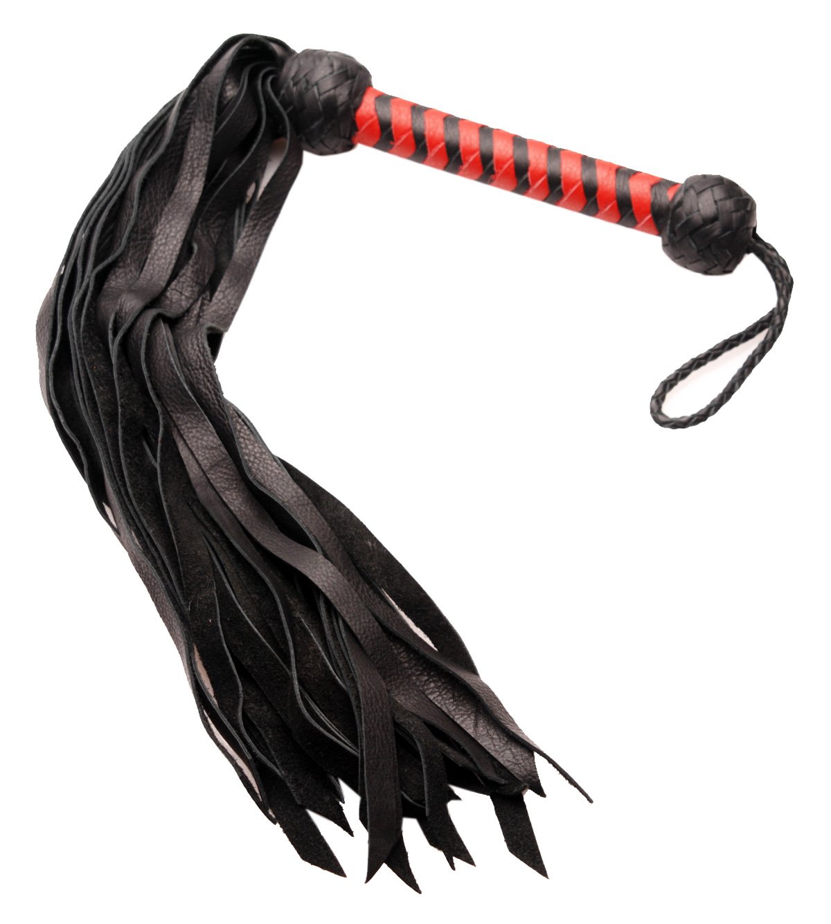 Premium Deerskin Flogger - Red on Black Leather BDSM Toy for Sensual Play & Spanking - Perfect for Couples & Adult Play