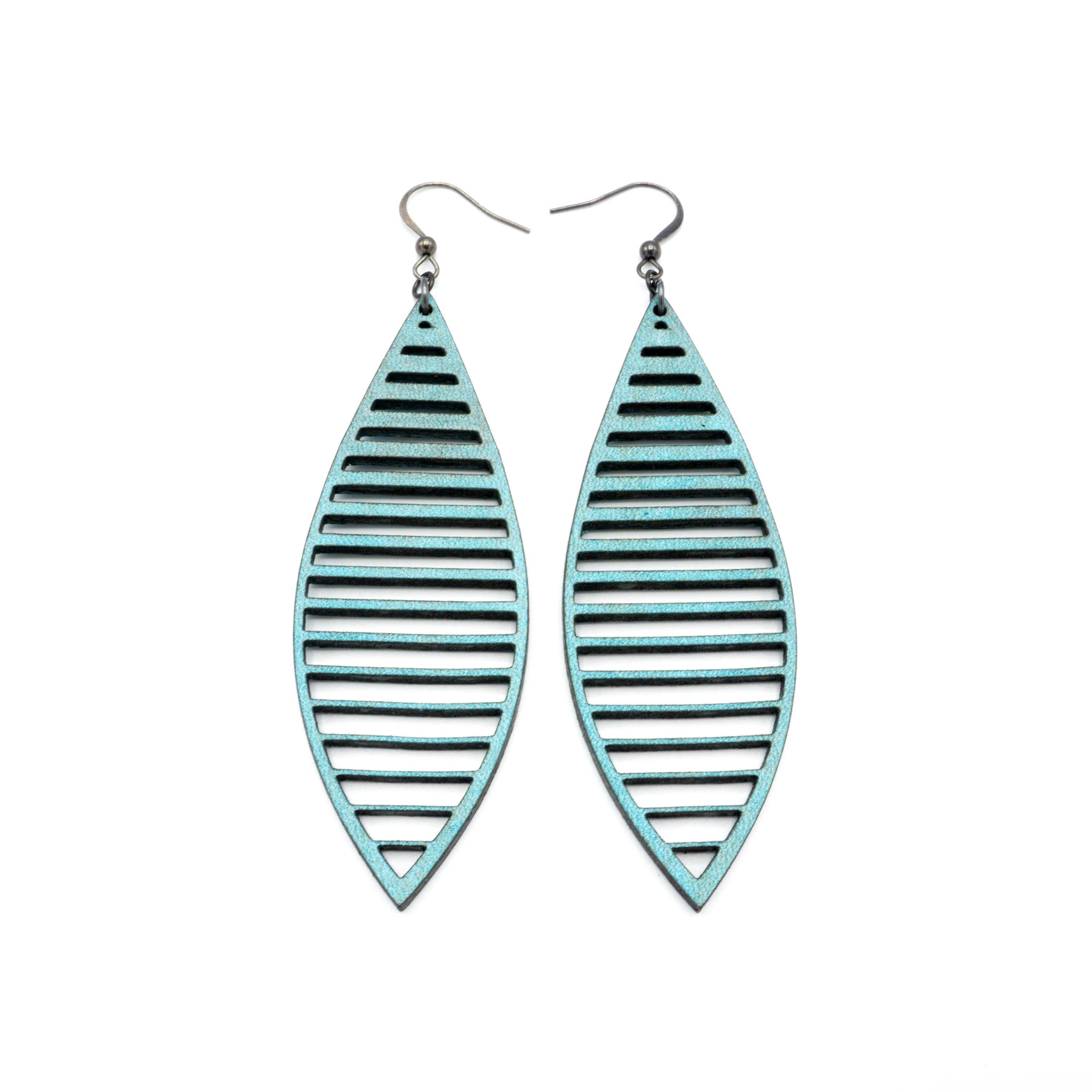 Terrabyte 11.5 - Handmade Leather Earrings with Turquoise Pearl Accents | Boho Chic Jewelry for Women | Perfect for Casual Wear, Parties & Festivals